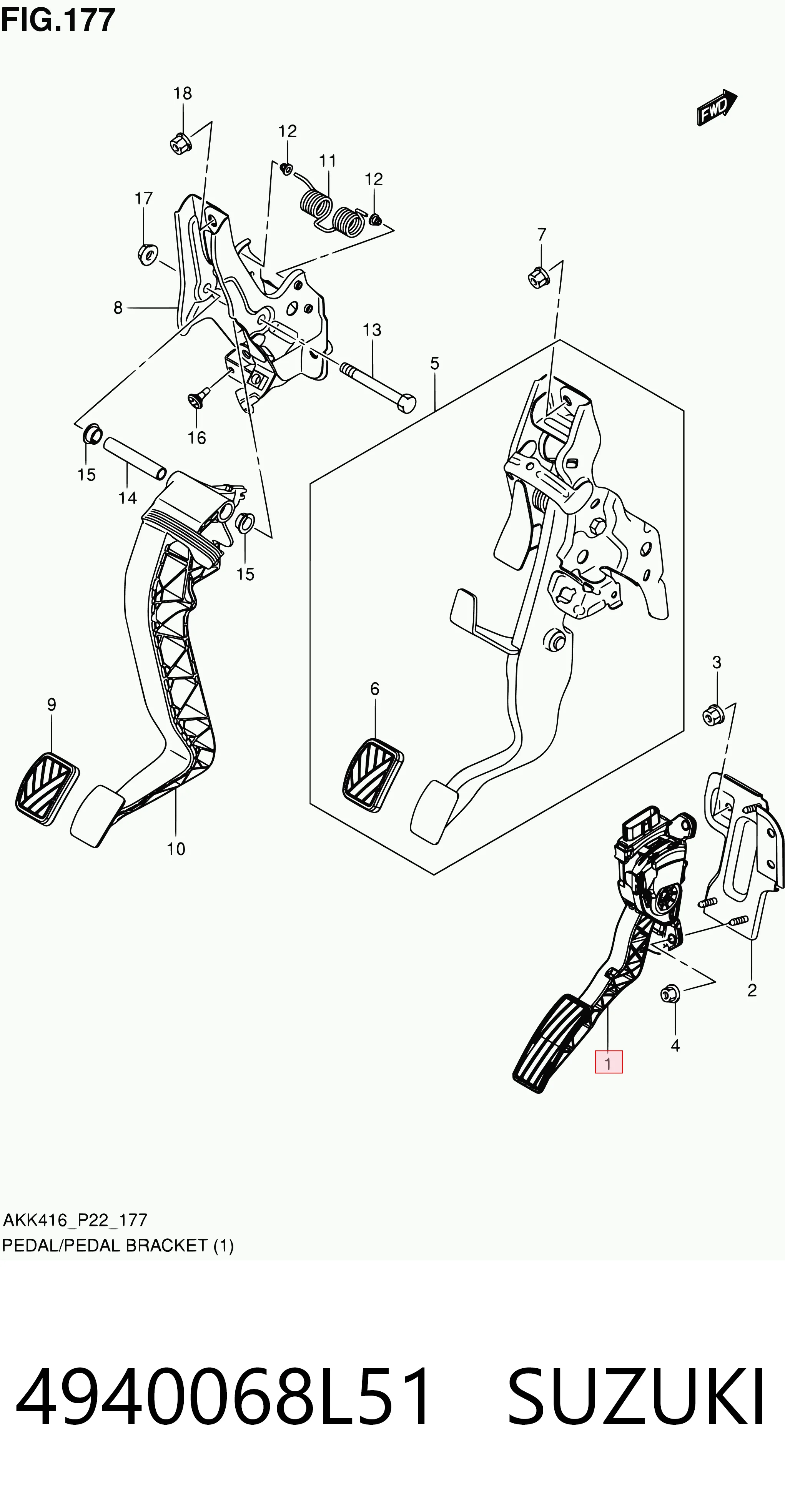 Pedal de aceleracion para Suzuki Vitara  LY