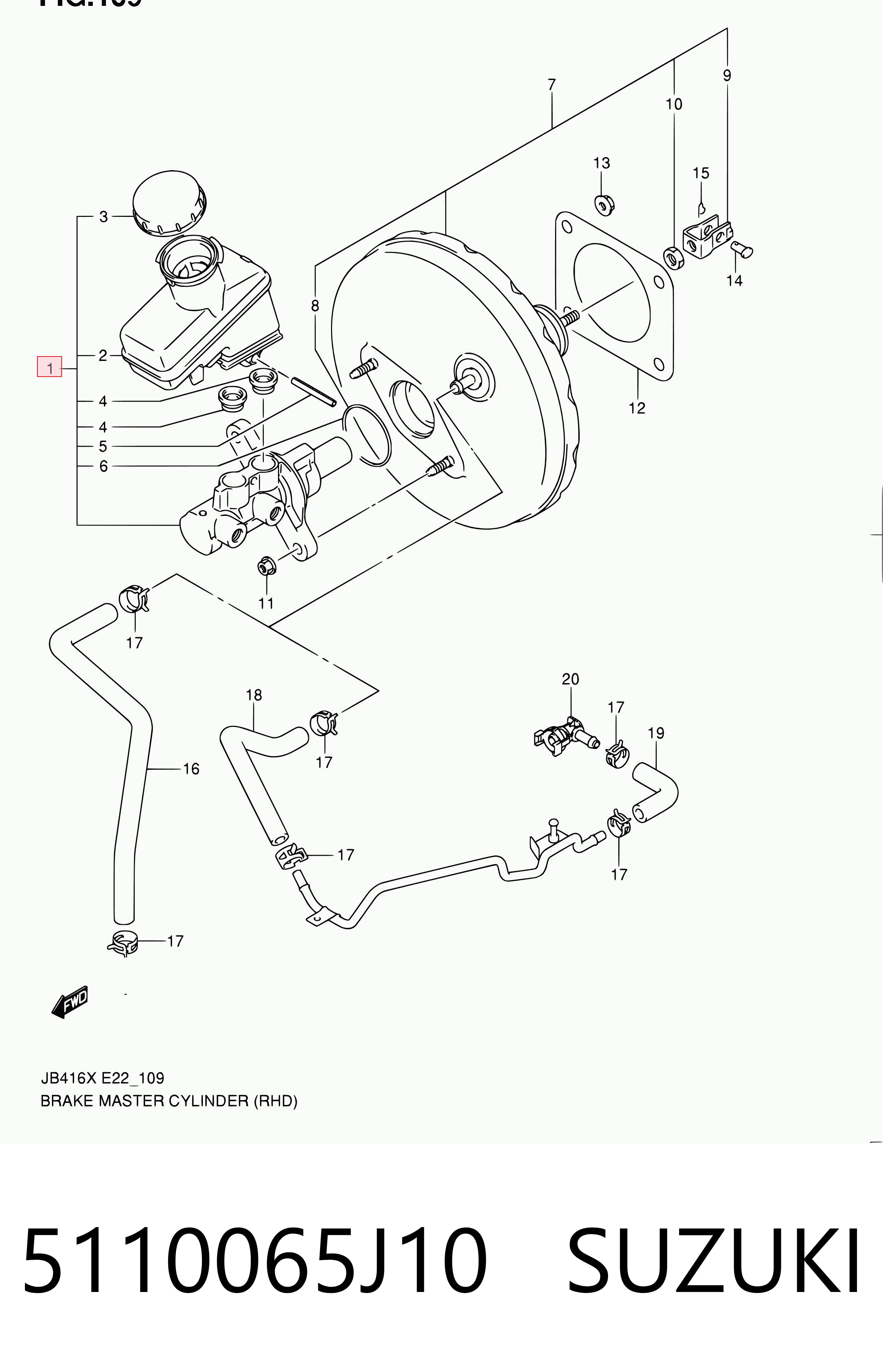 5110065J10 Suzuki Cilindro principal de frenos