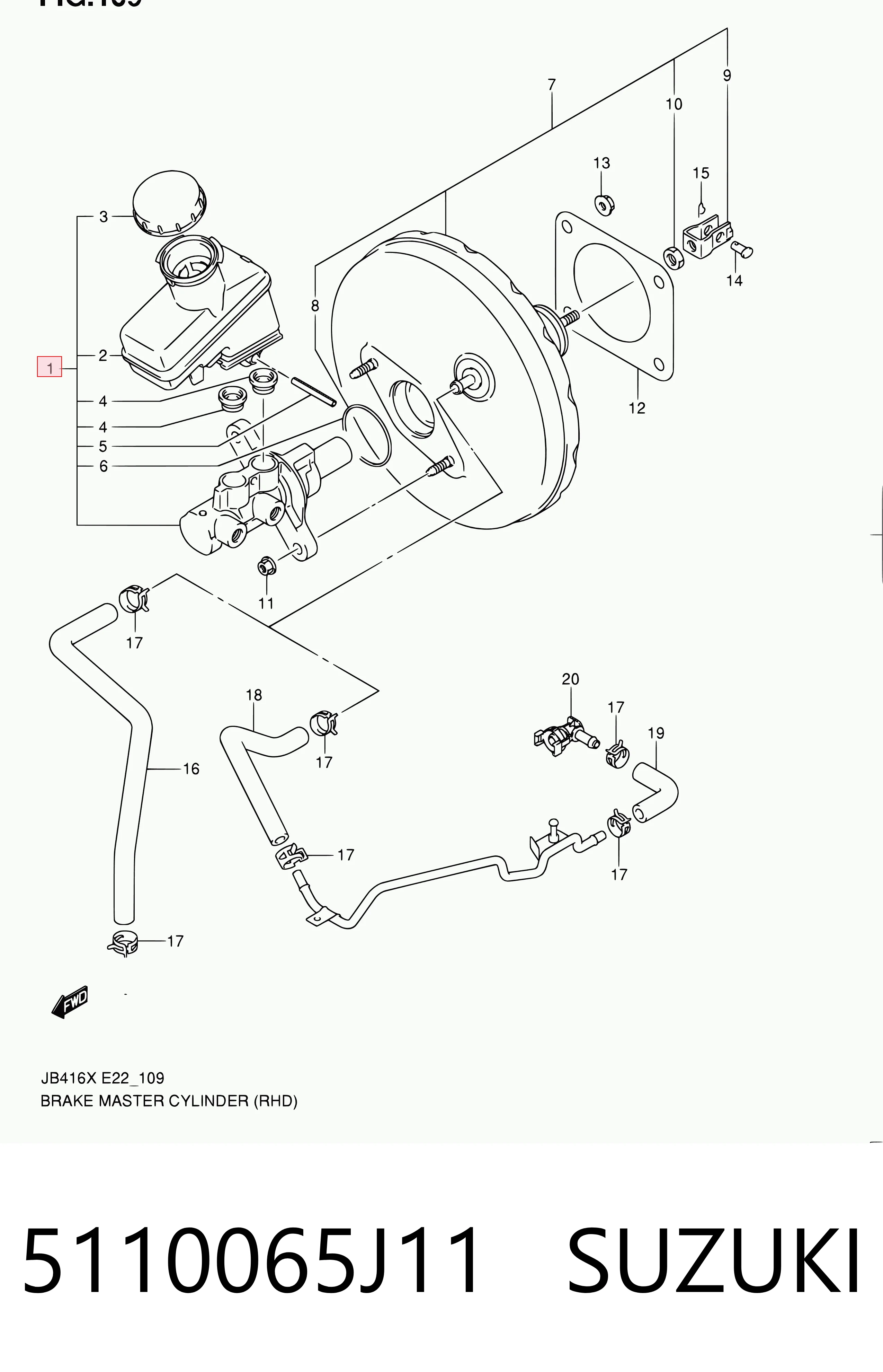 5110065J11 Suzuki Cilindro principal de frenos