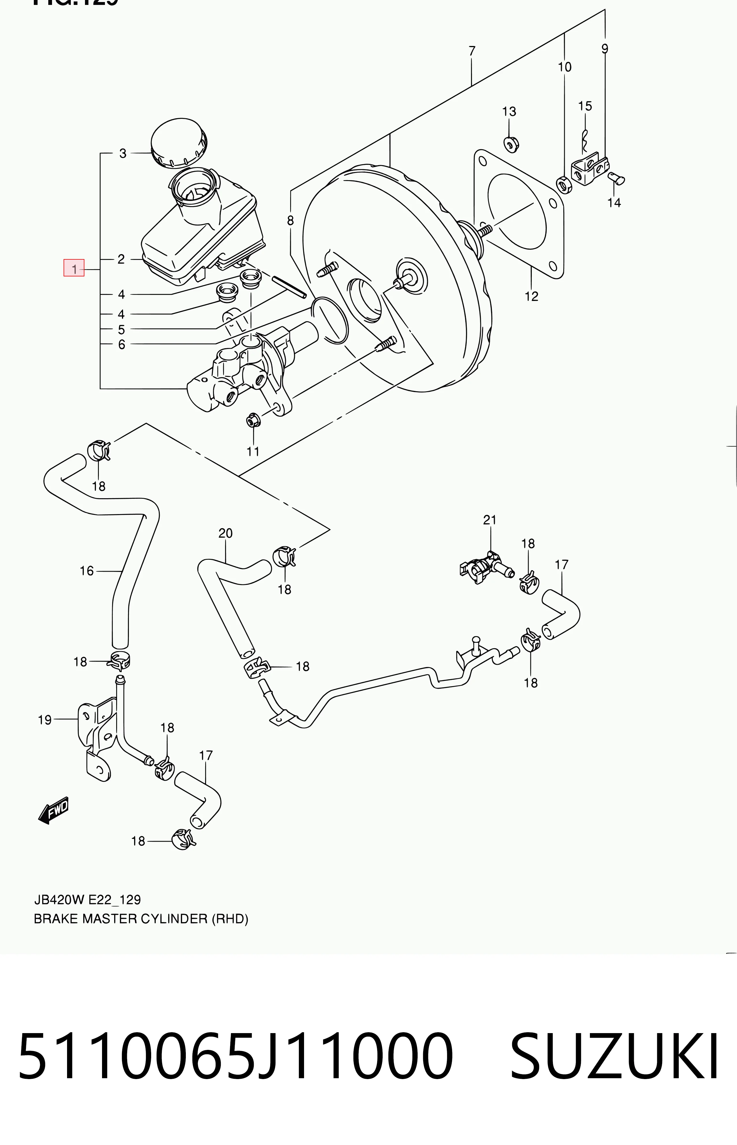 5110065J11000 Suzuki Cilindro principal de frenos