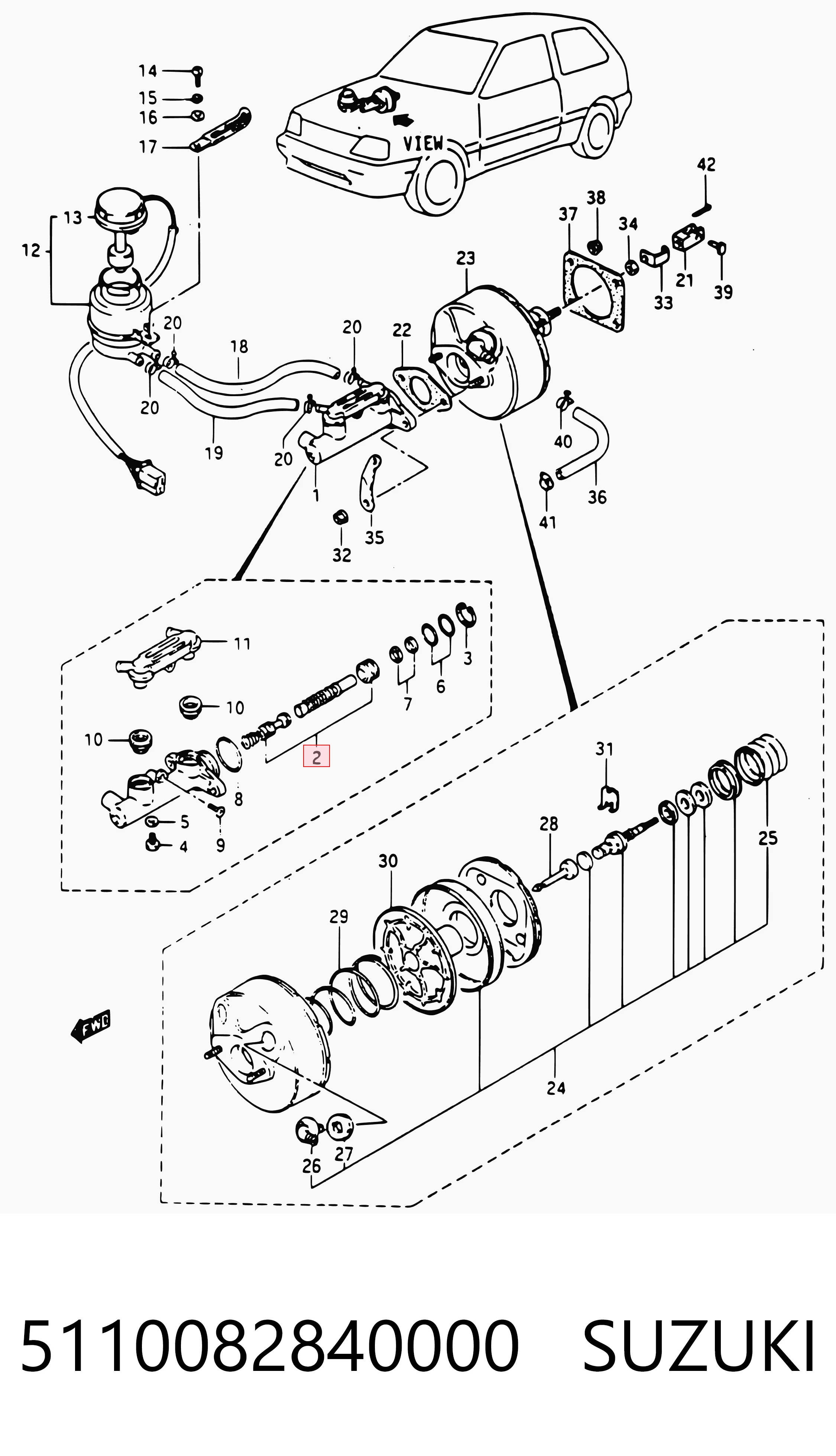 Kit de reparación cilindro de freno principal para Suzuki Swift AA