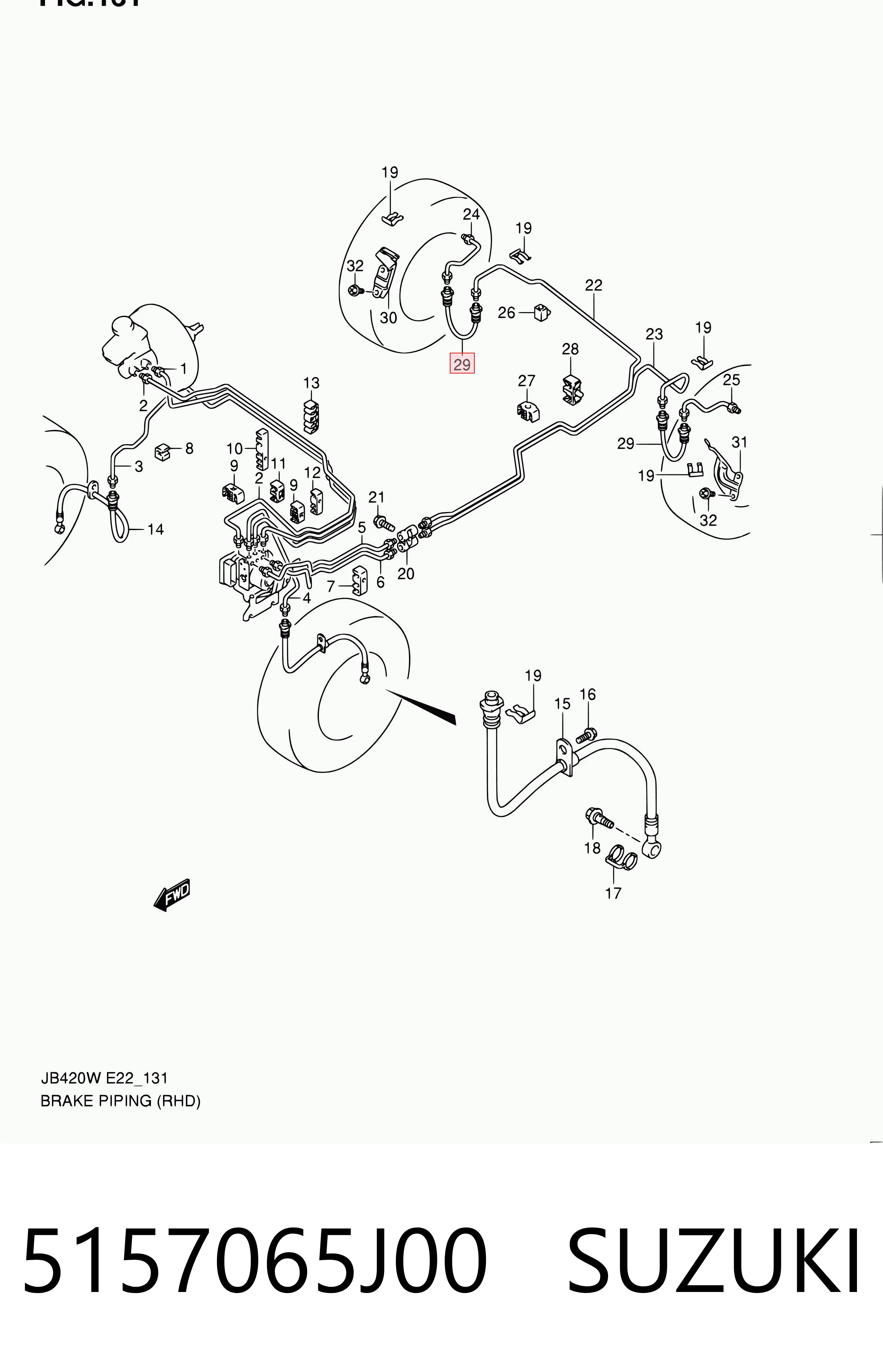 Manguera de freno trasera 5157065J00 SUZUKI
