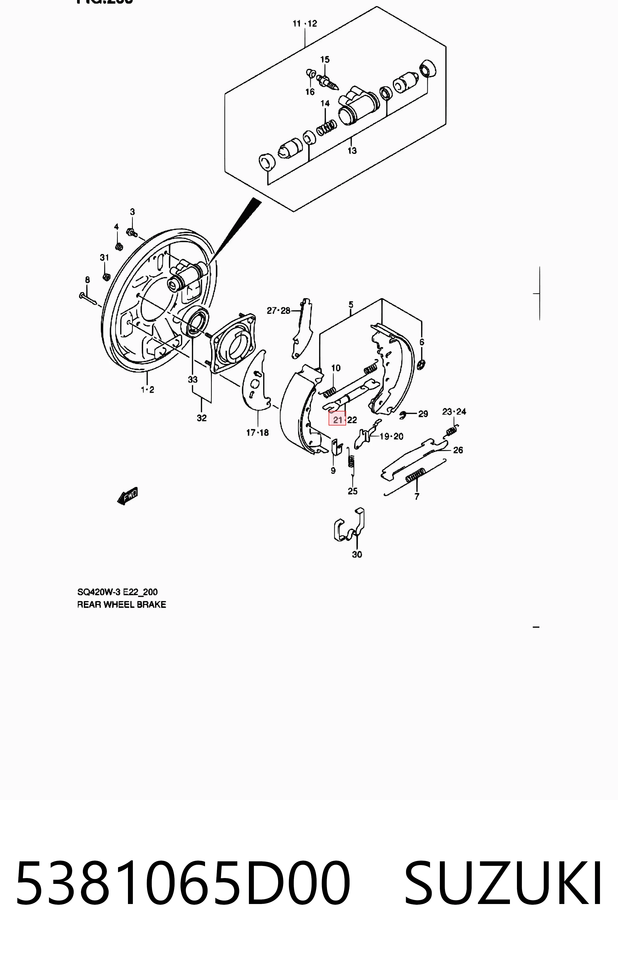 5381065D00 Suzuki Tensor de tambor de freno