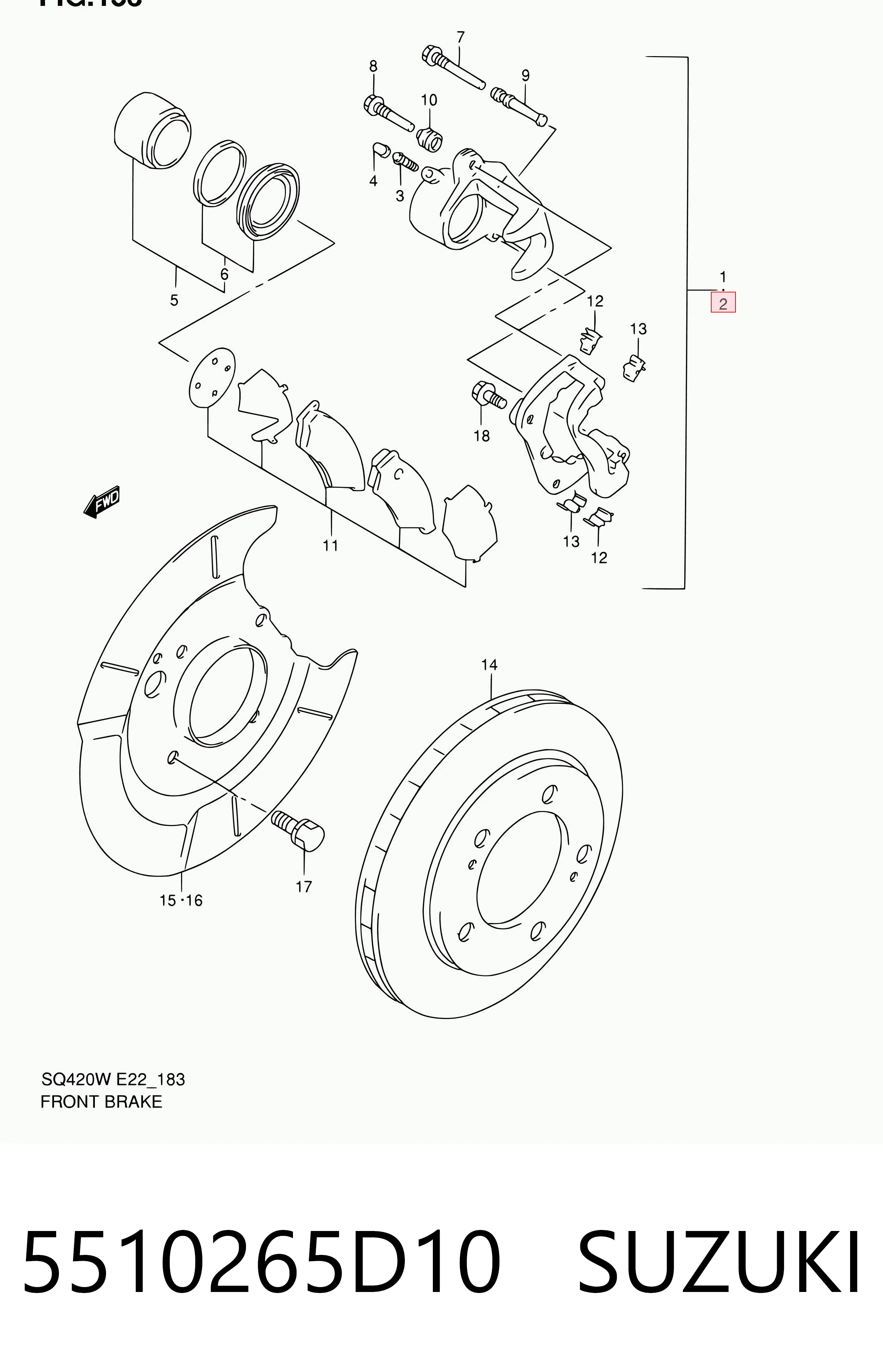 5510265D10 Suzuki Pinza de freno delantera izquierda