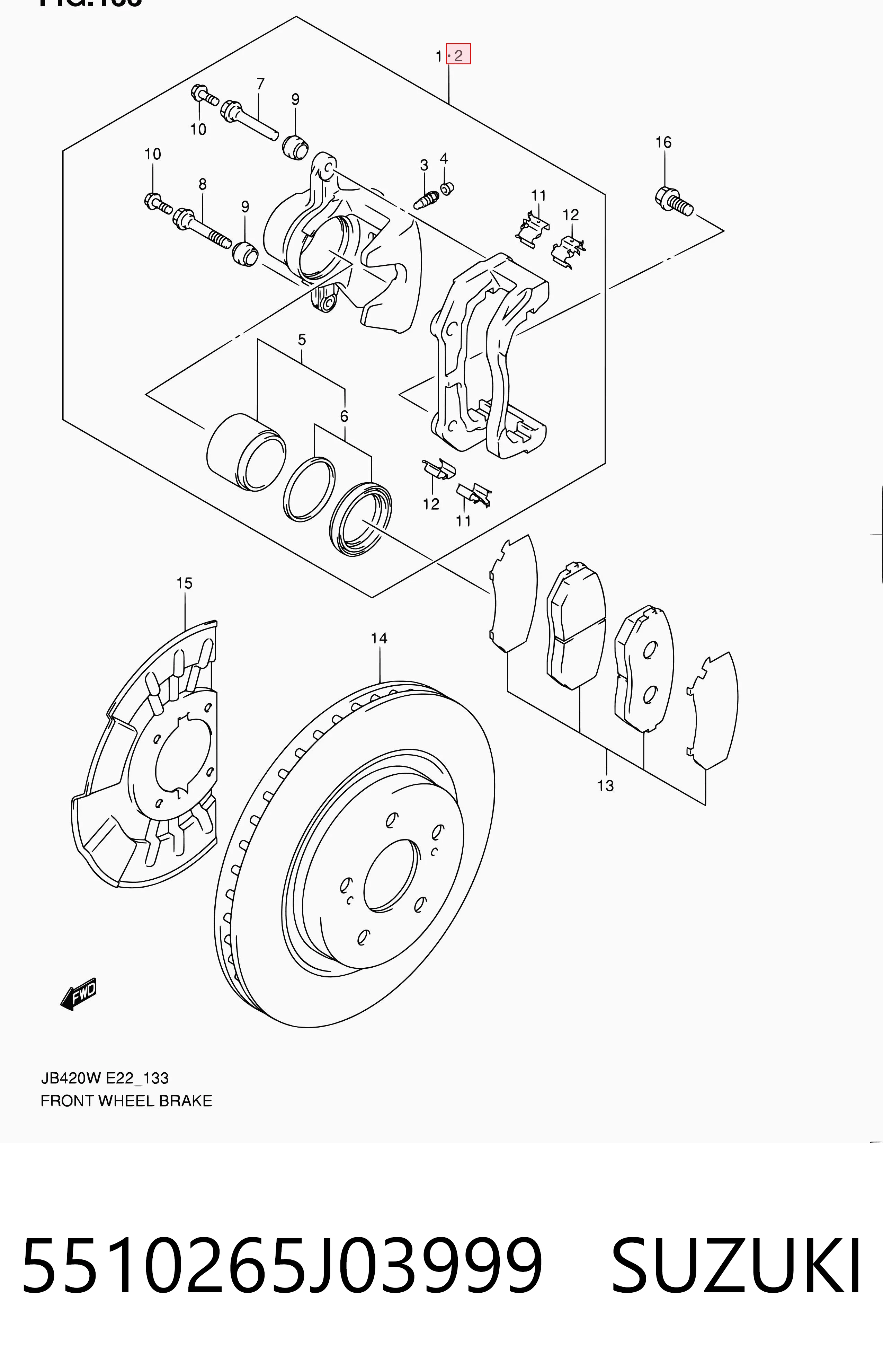 5510265J03999 Suzuki Pinza de freno delantera izquierda
