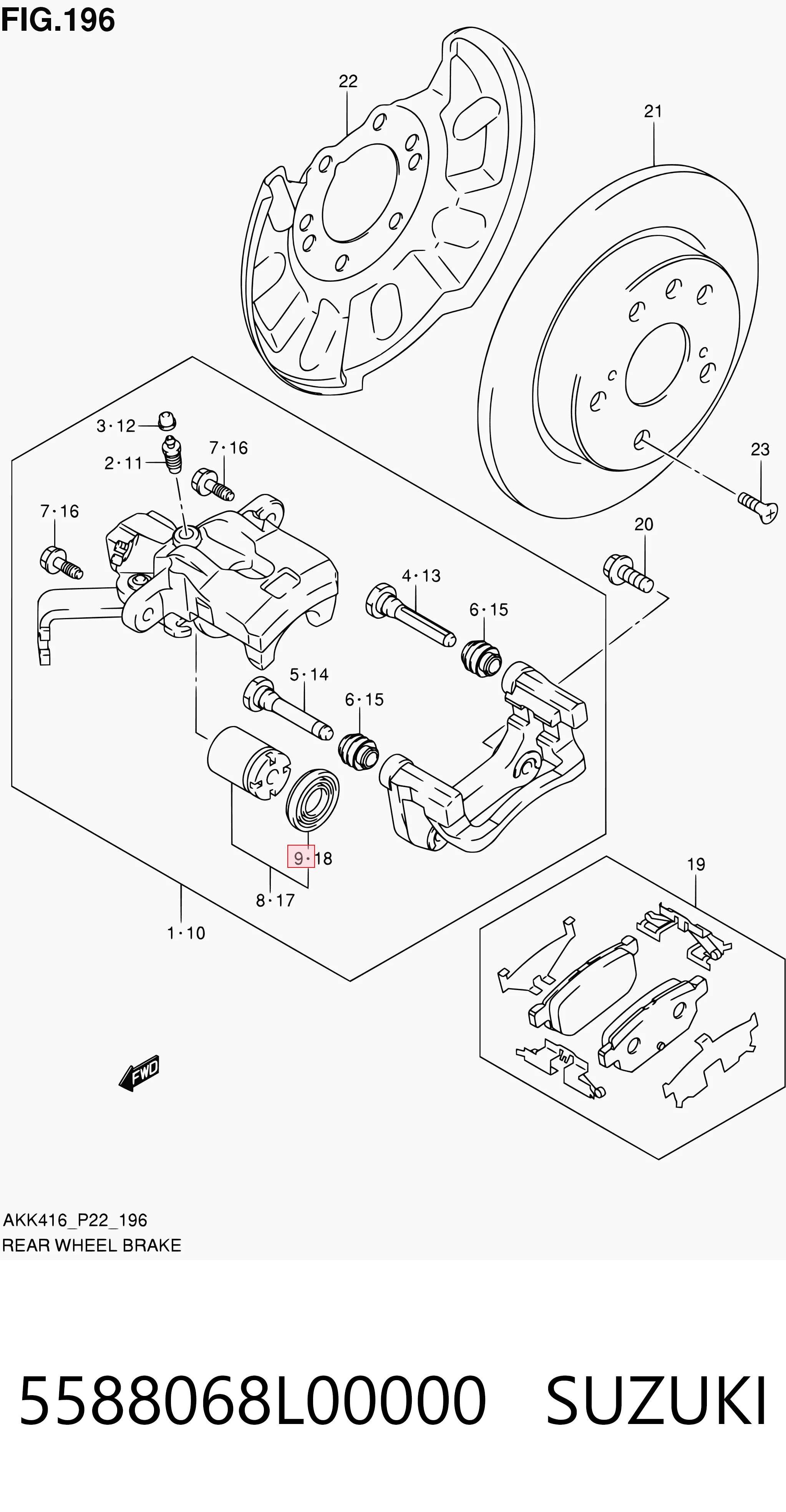Kit de reparación de pinzas de freno trasero Mazda 2  (DL, DJ)