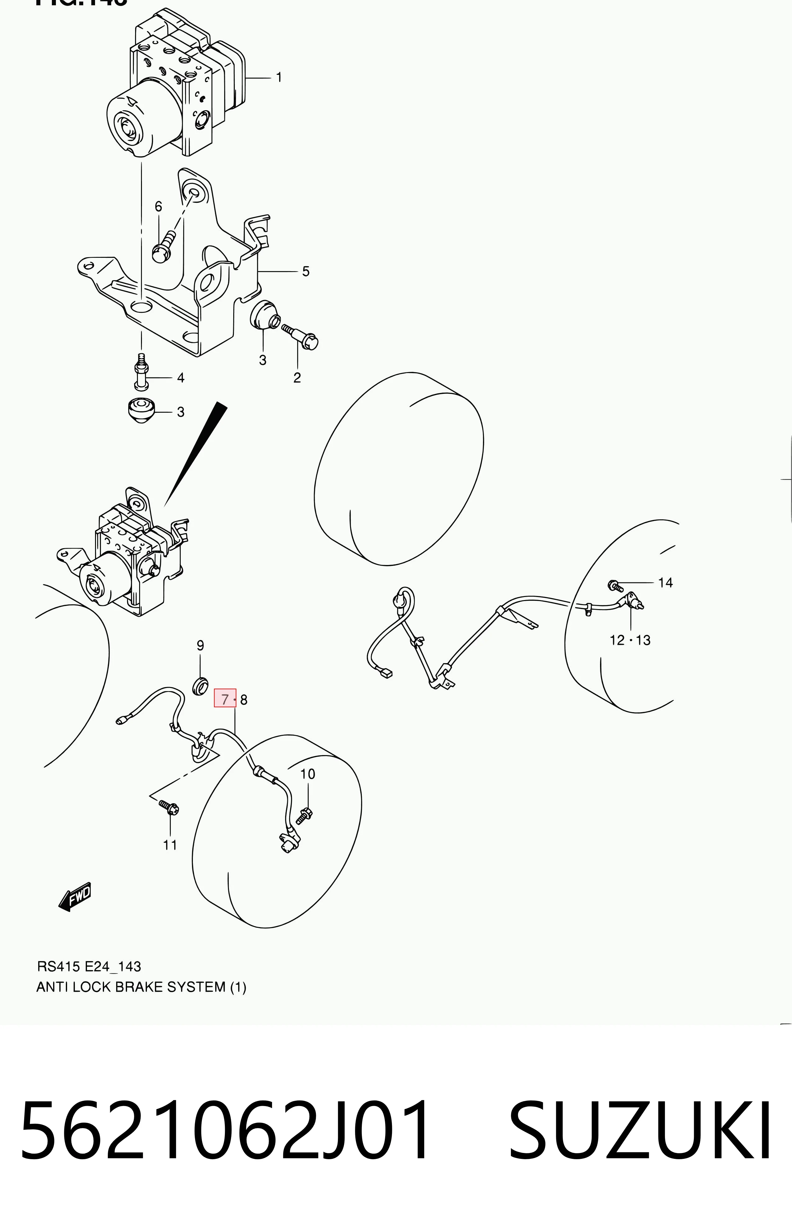 5621062J01 Suzuki Sensor de freno, delantero derecho