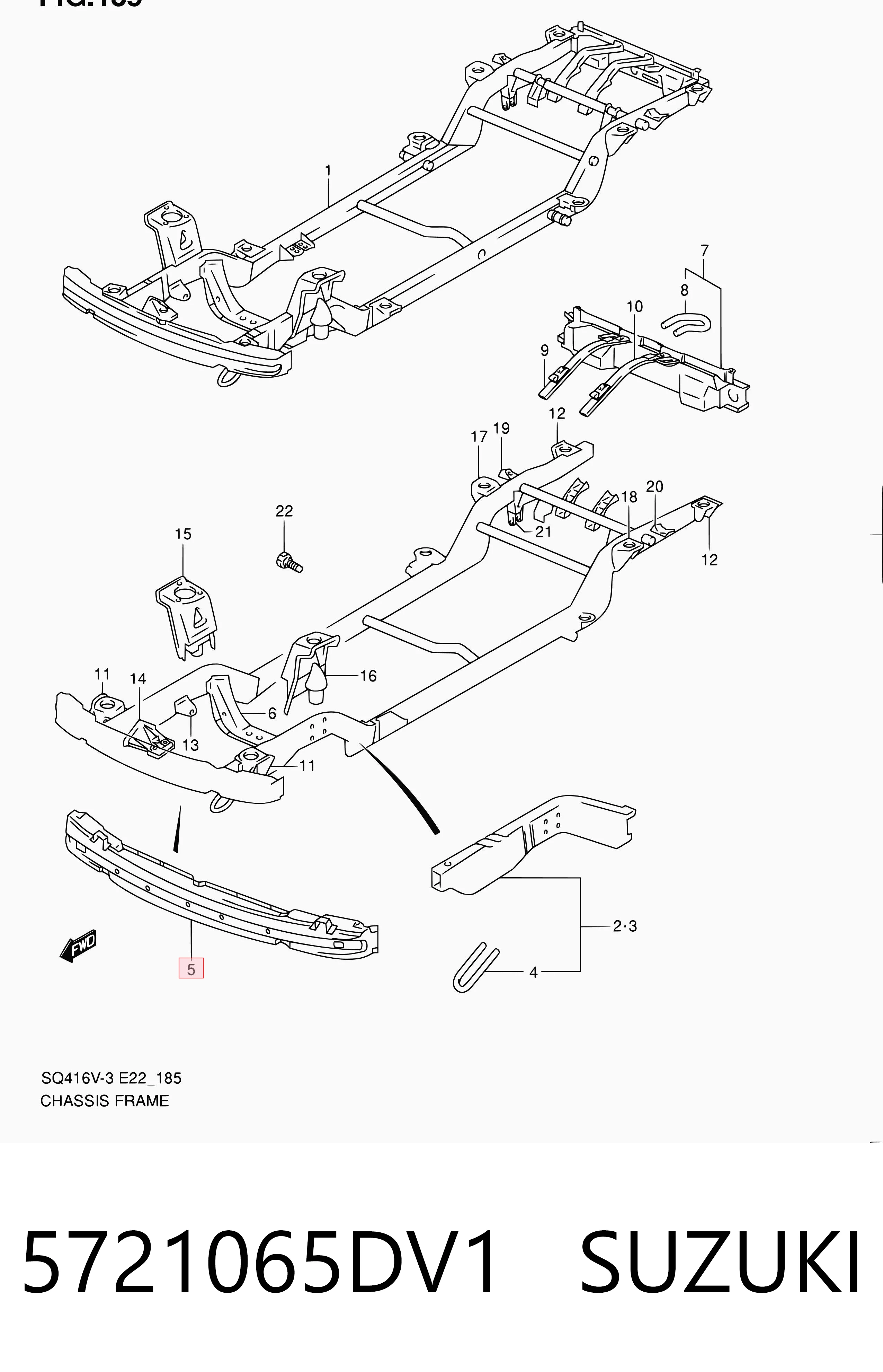 5721065DV1 Suzuki Refuerzo parachoque delantero