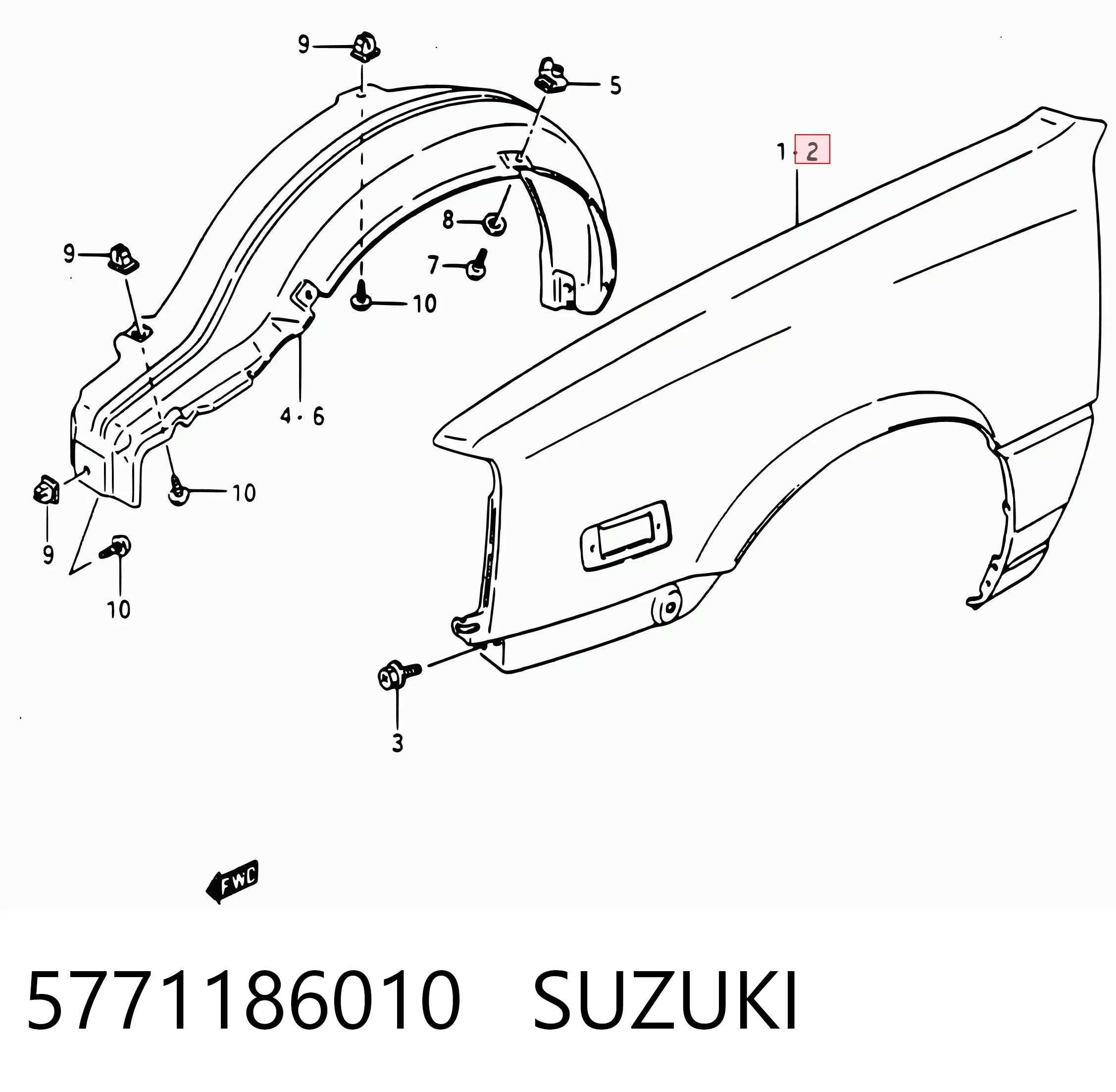 Aleta delantera izquierda para Suzuki Swift AA