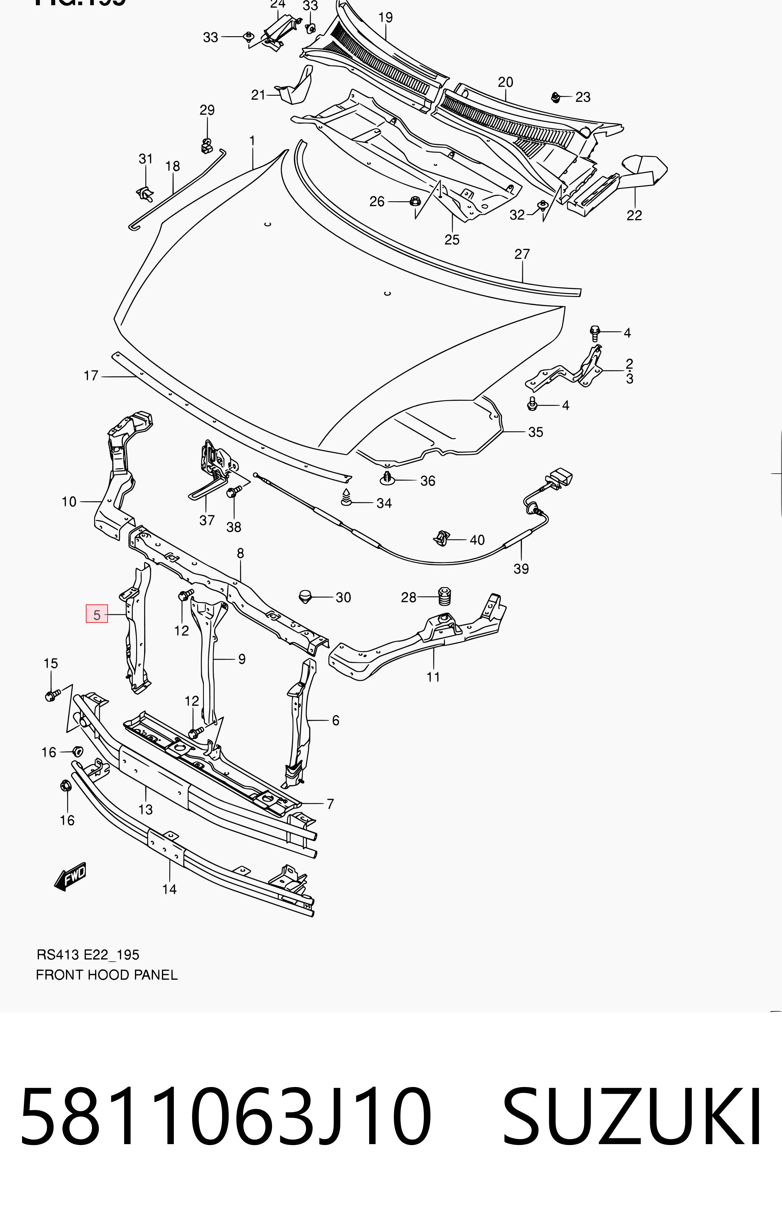 5811063J10 Suzuki Soporte derecho del radiador (panel de montaje para faros)