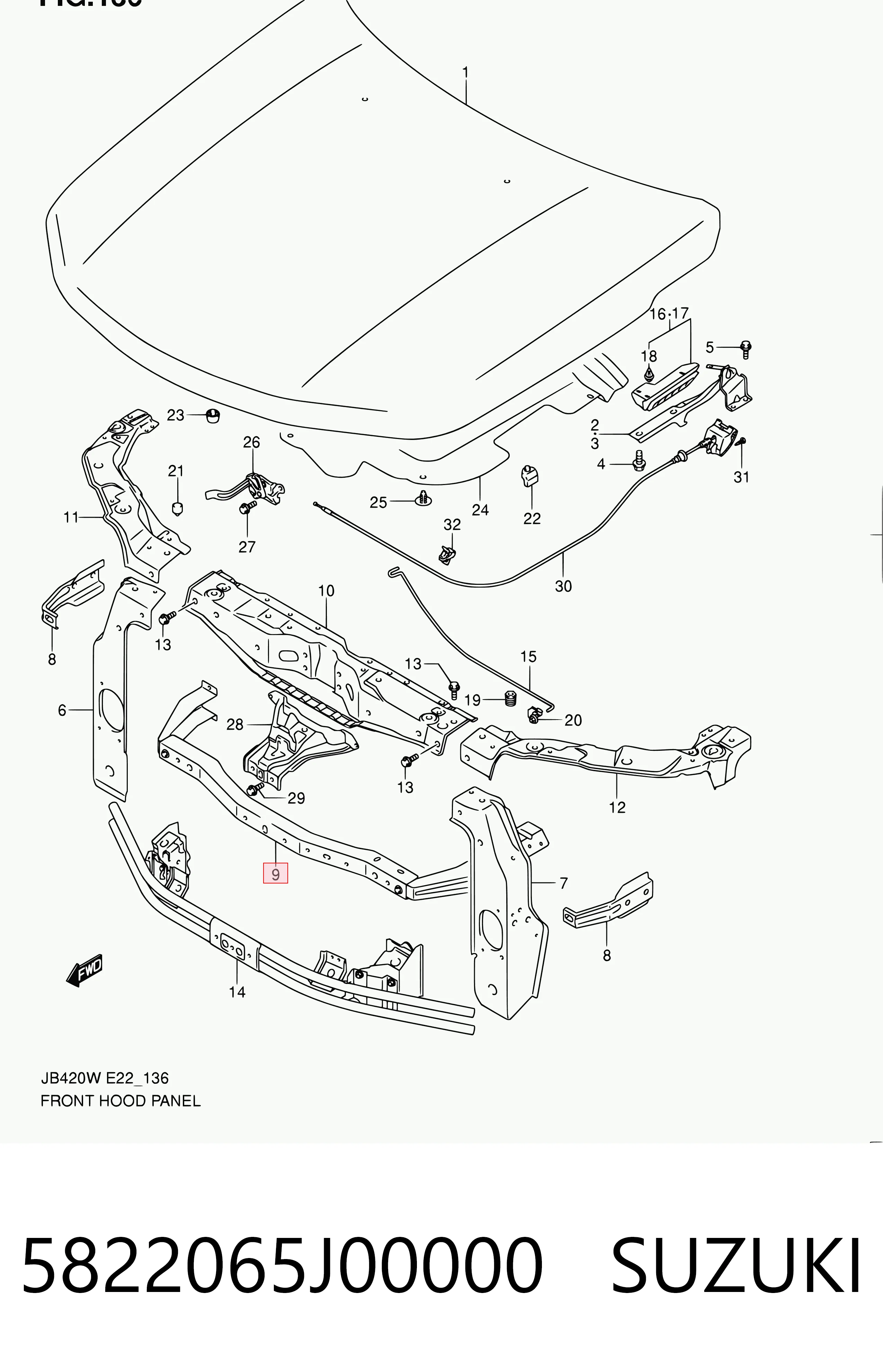 Soporte inferior del radiador (panel de montaje de faros) 7426074 Polcar