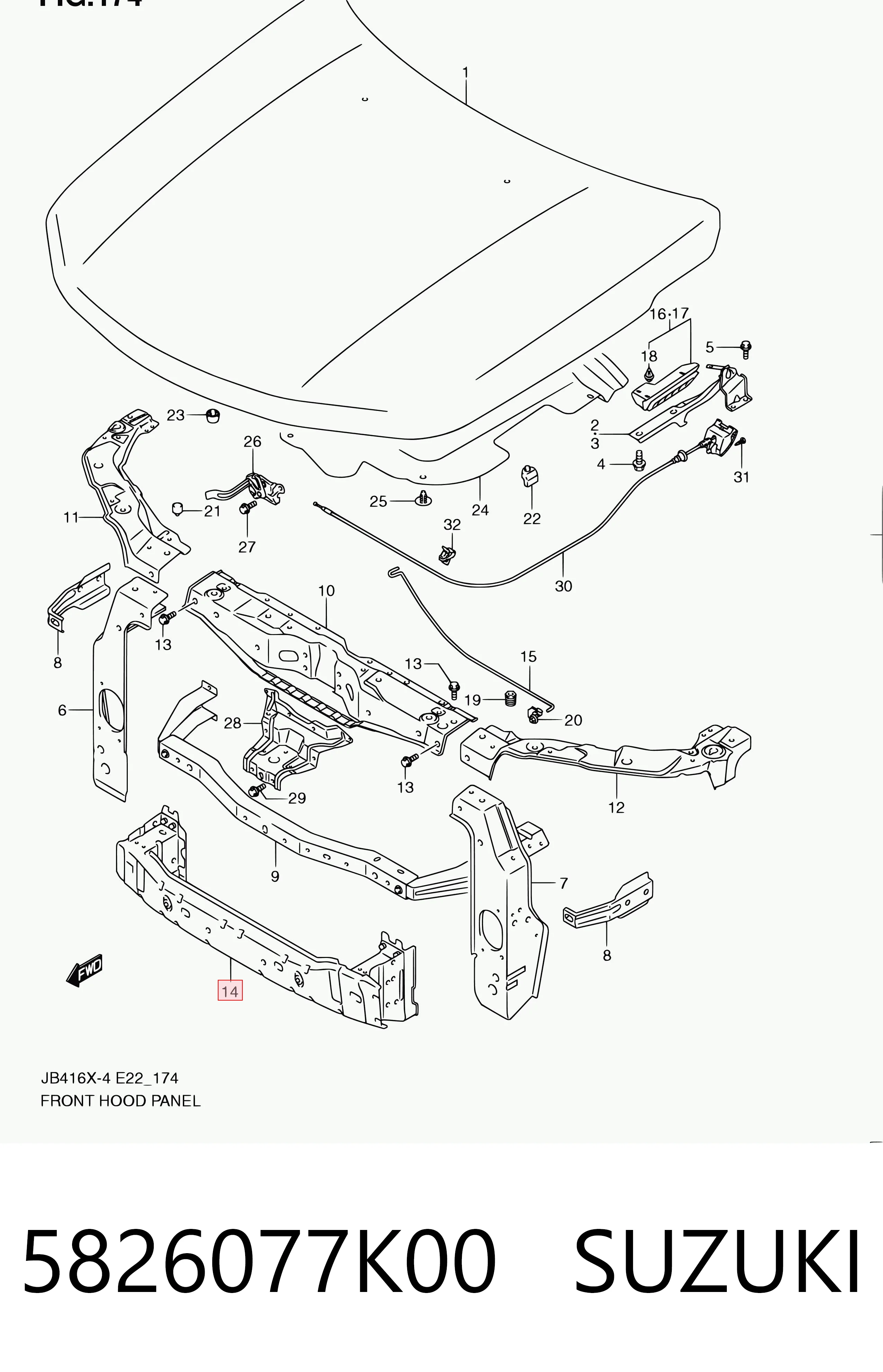 Refuerzo de parachoques delantero 5826077K00 SUZUKI