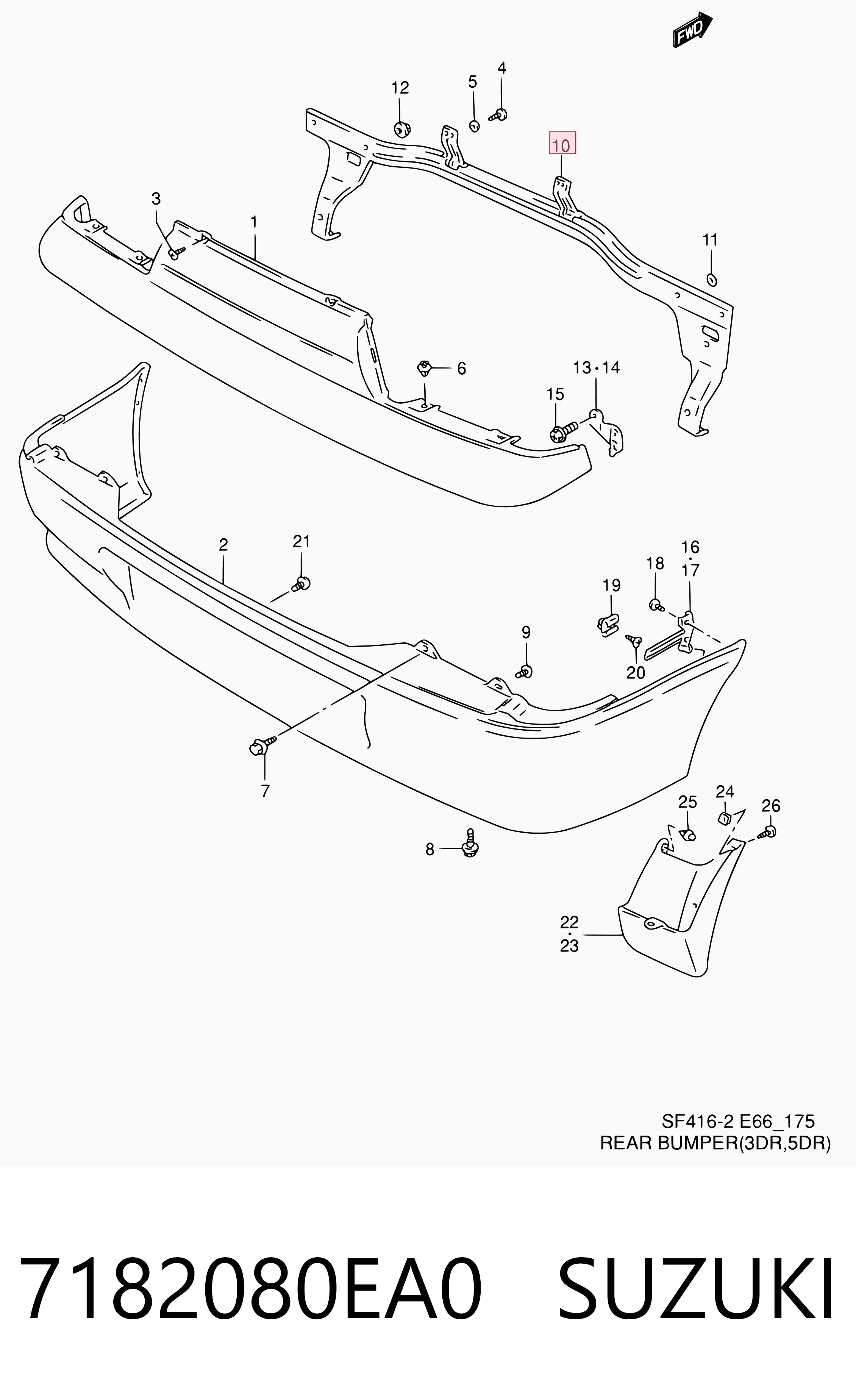 Comprar Refuerzo de parachoques trasero Suzuki Swift II EA a bajo precio