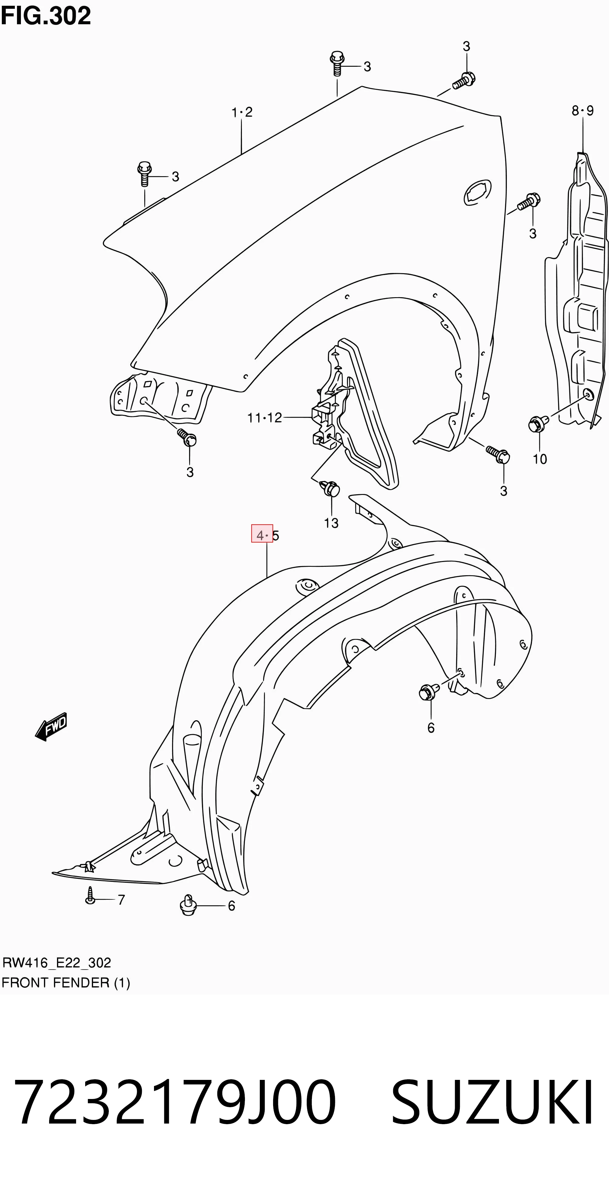 Guardabarros interior derecho, aleta delantera Suzuki SX4  desde 30,98 €