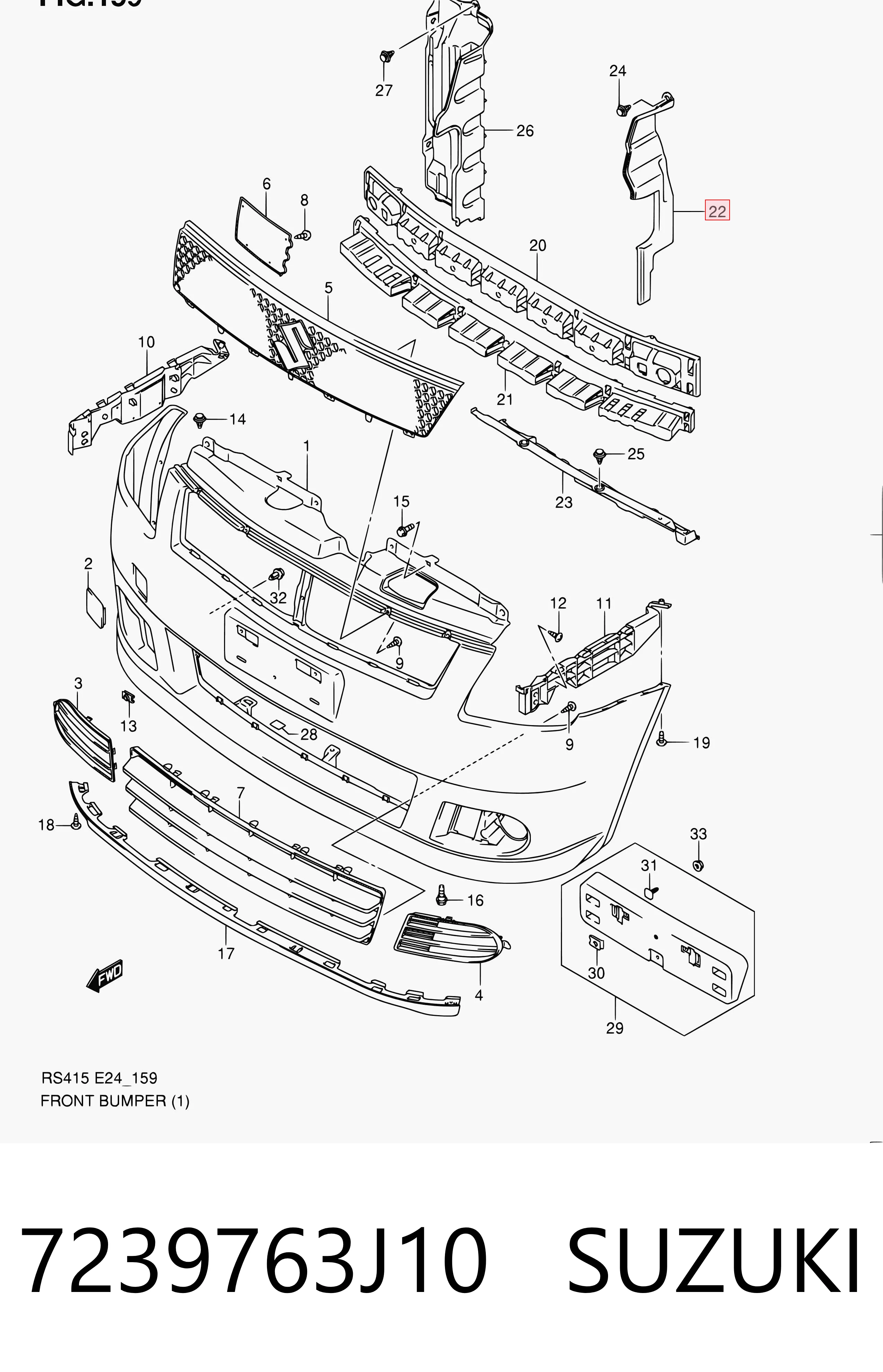 7239763J10 Suzuki Deflector de aire del radiador izquierdo