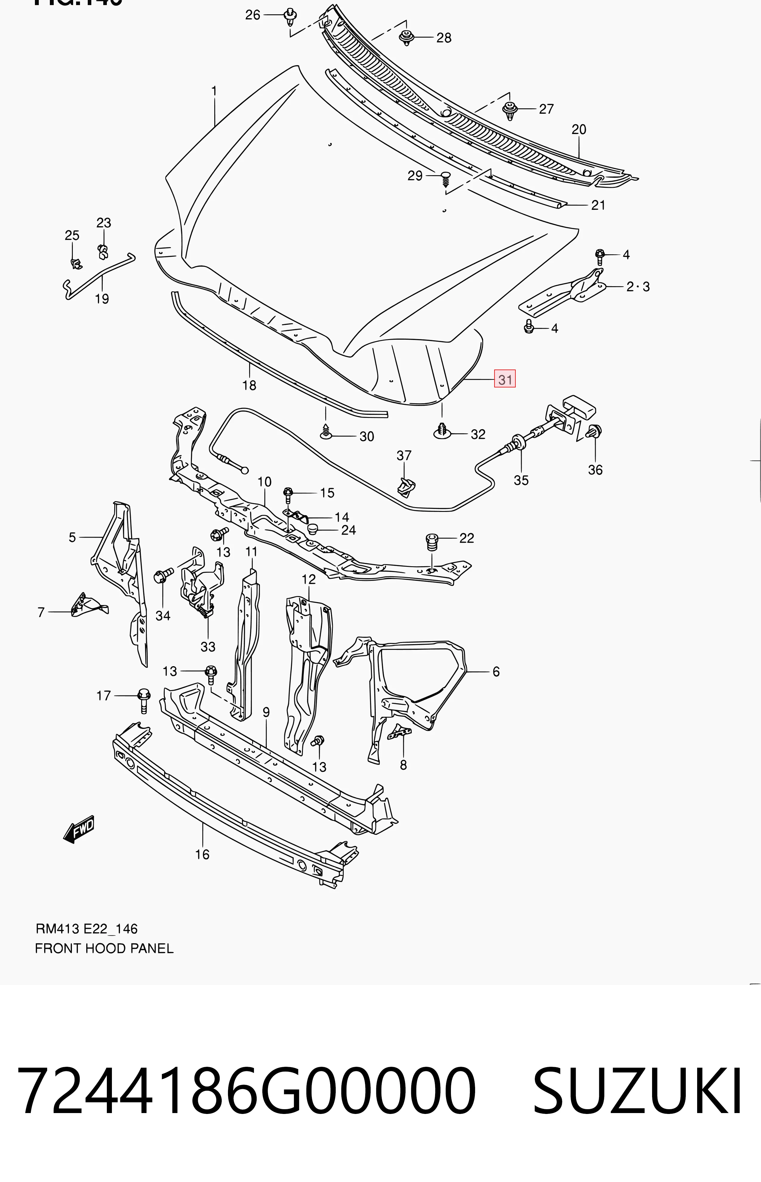 Aislamiento del Capó para Suzuki Ignis FH