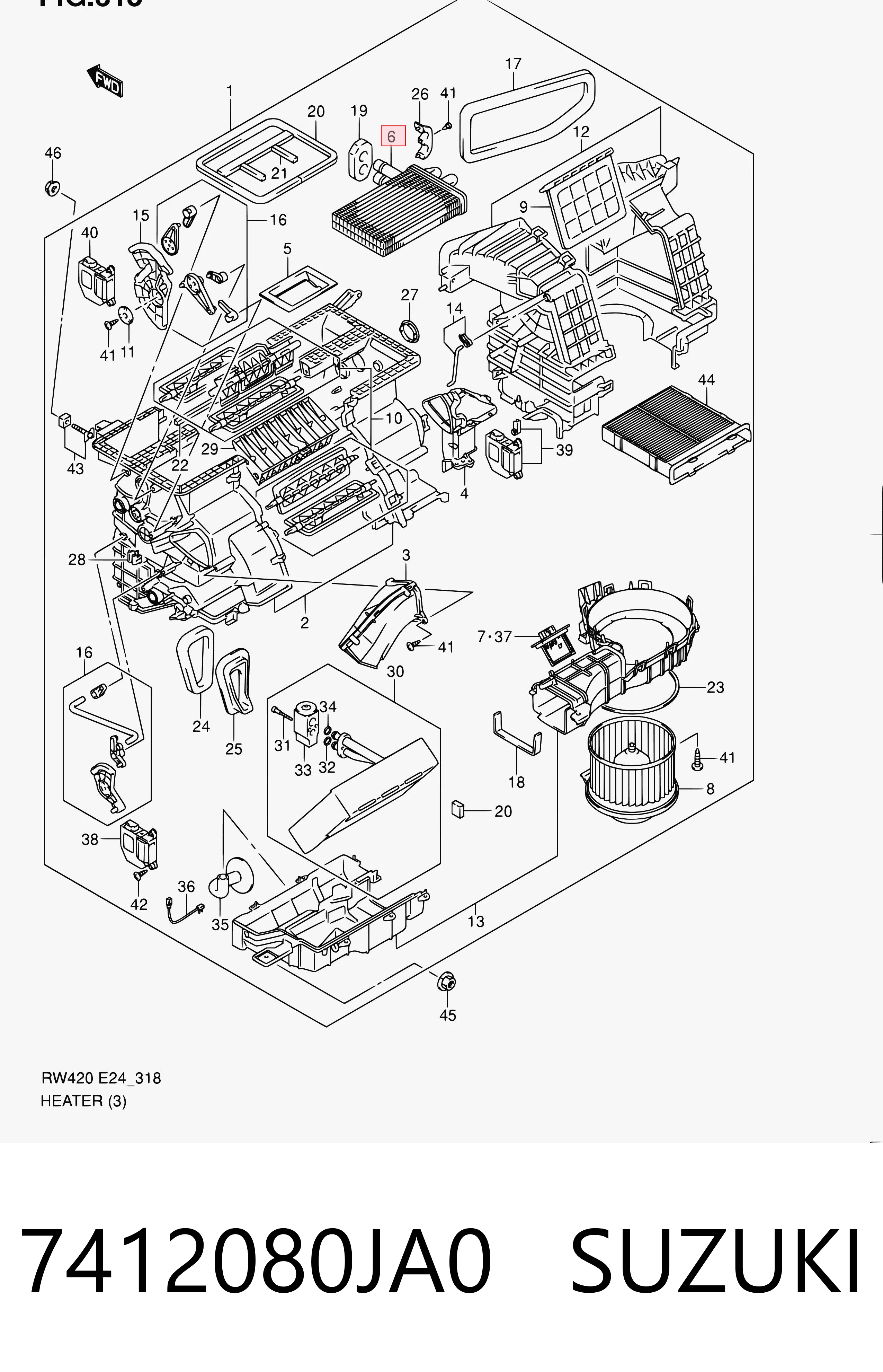7412080JA0 Suzuki Radiador interior
