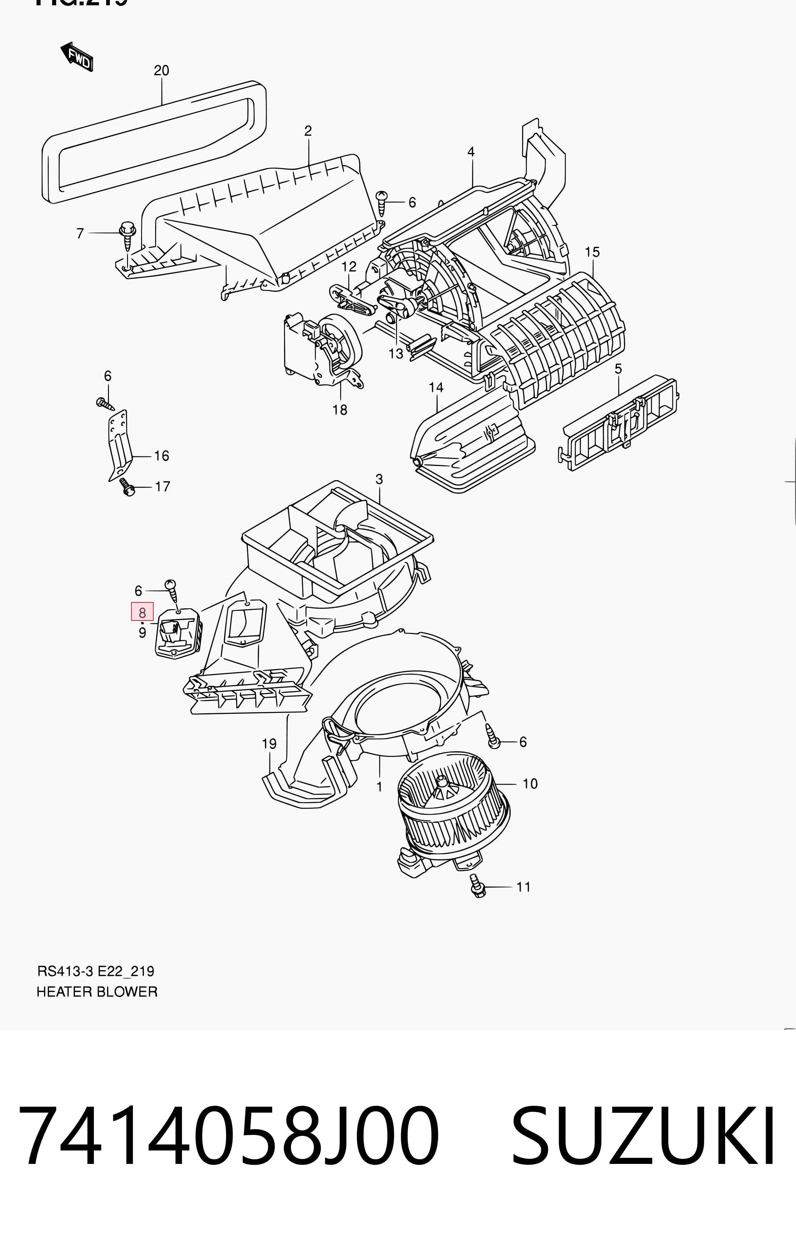 7414058J00 Suzuki Resistencia de calefacción