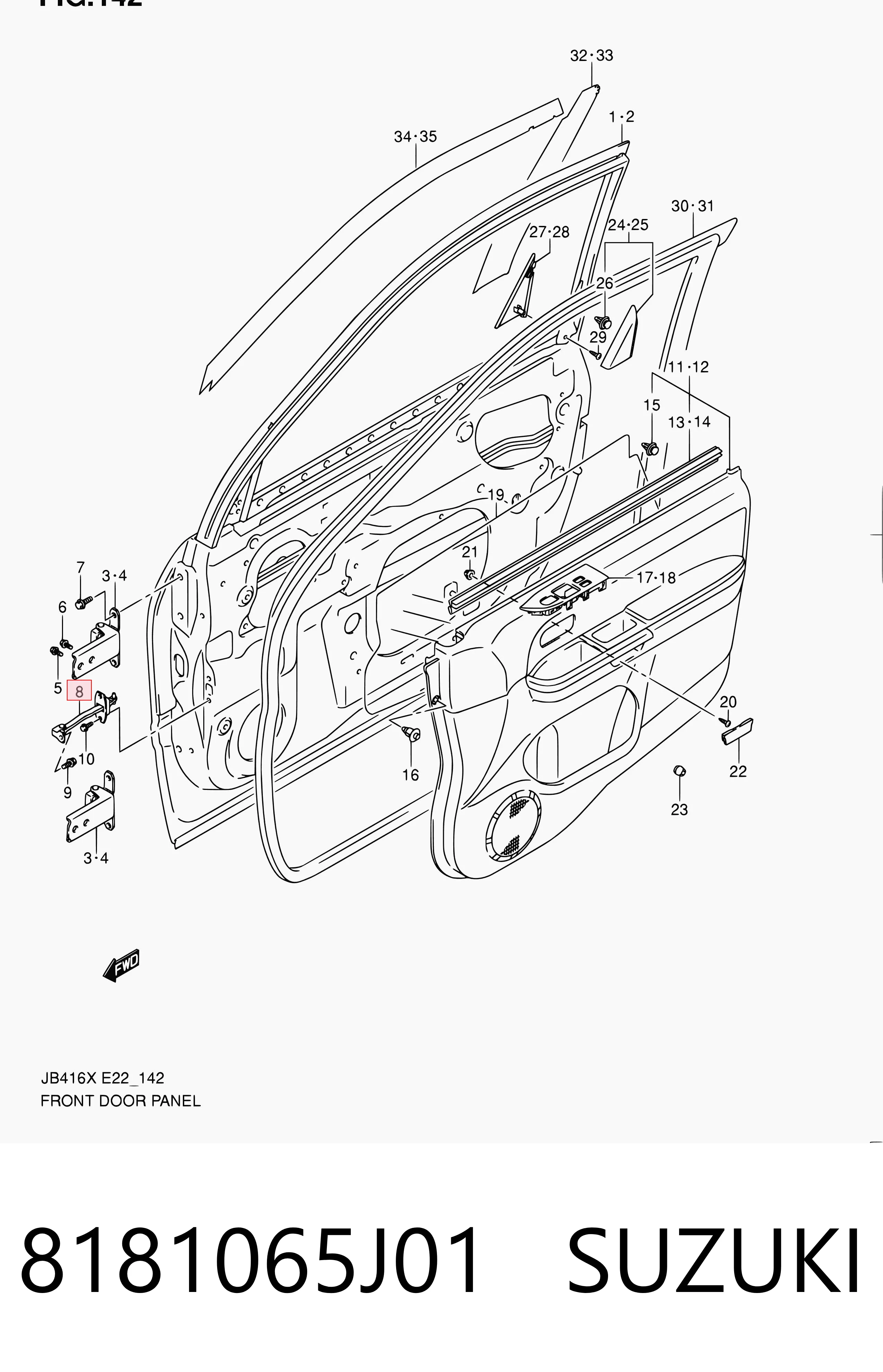 8181065J01 Suzuki Limitador de apertura de puerta delantera