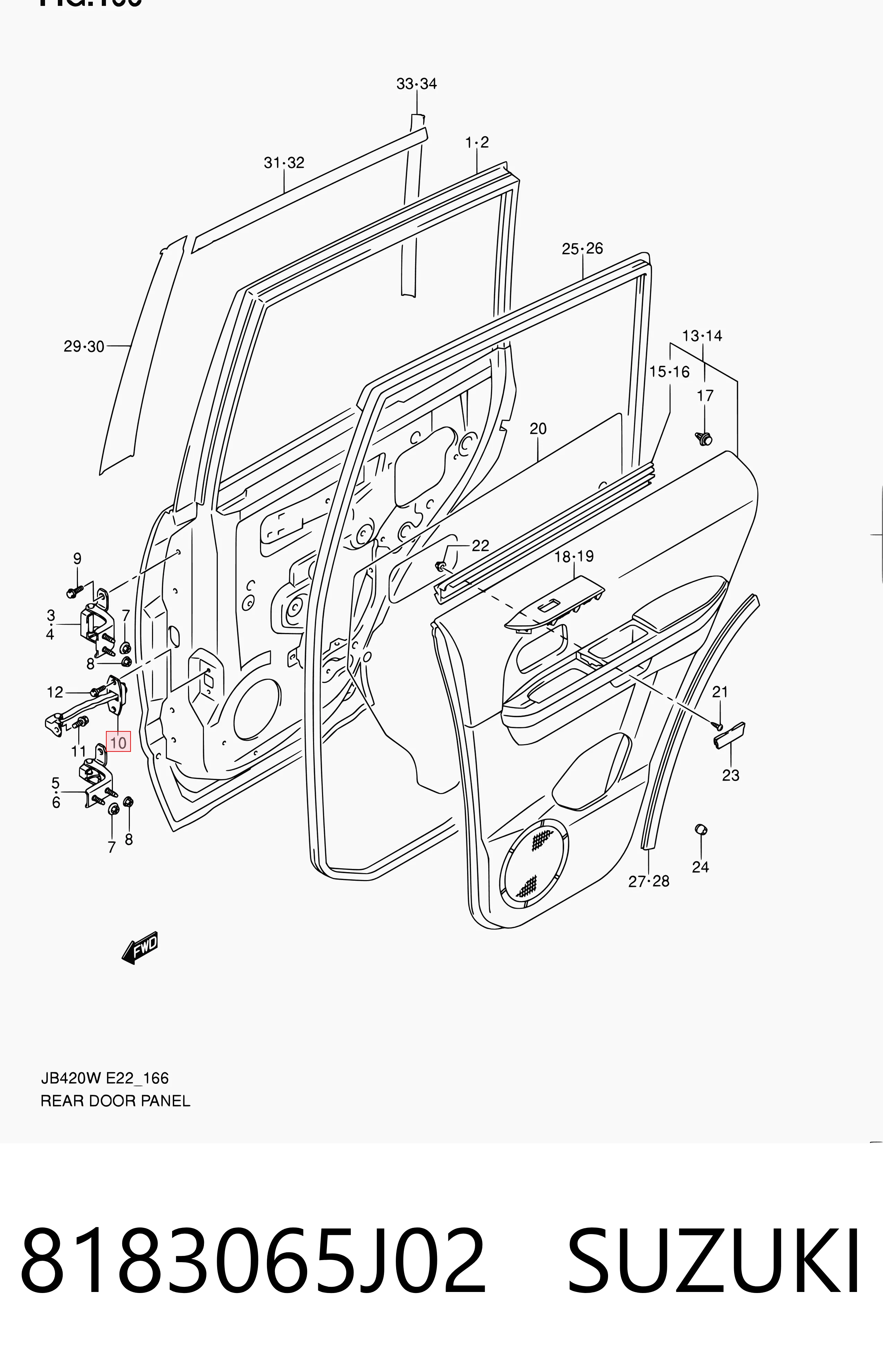 8183065J02 Suzuki Limitador de apertura de puerta trasera