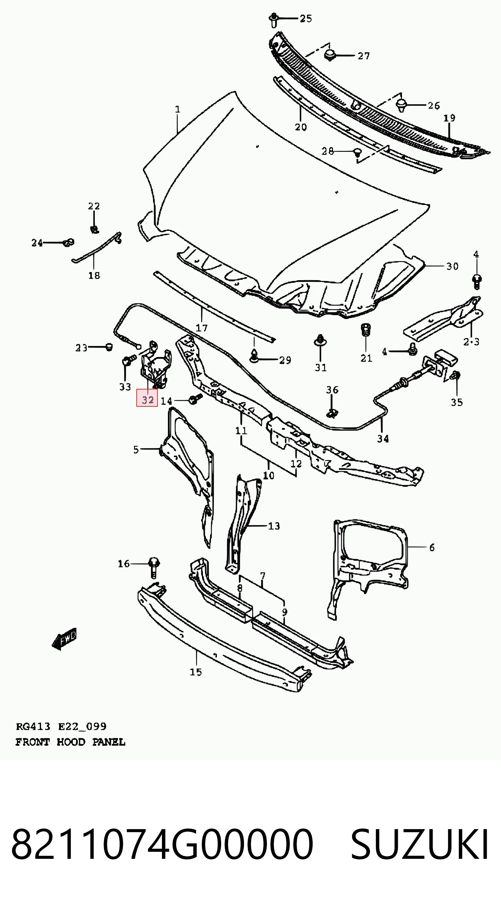 Comprar Cerradura del capó Suzuki Ignis I FH a bajo precio
