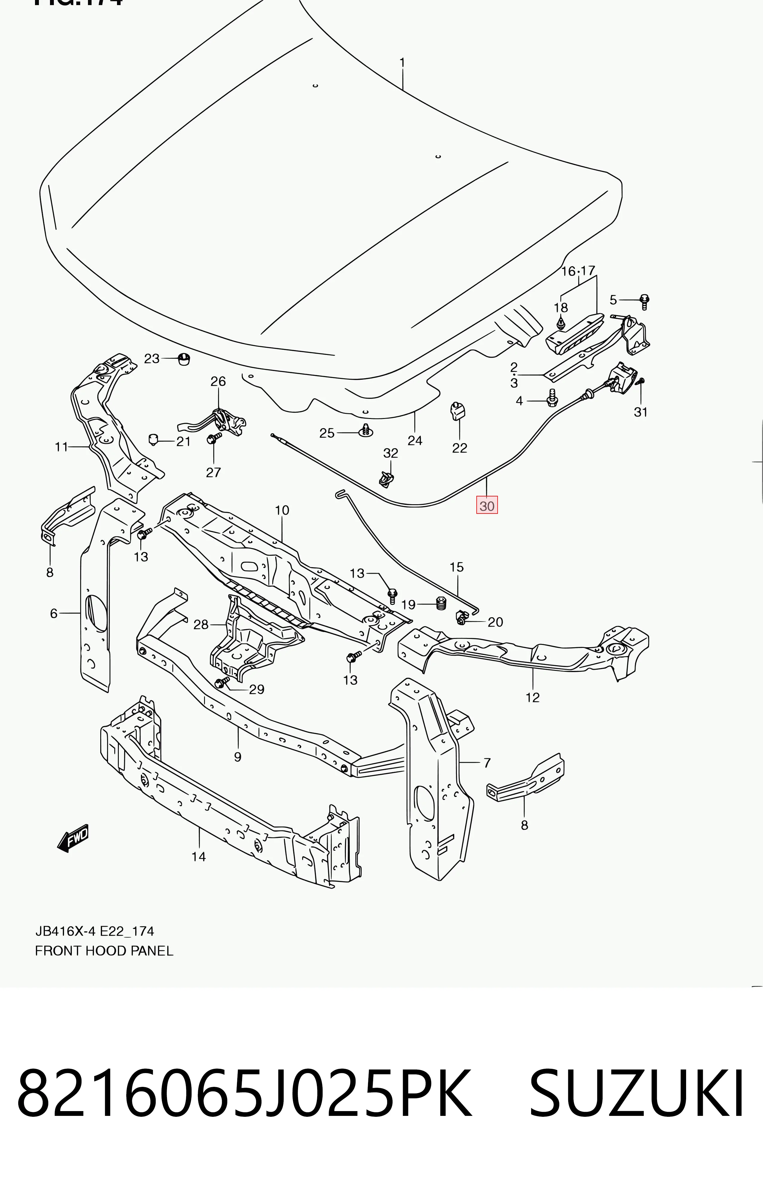 Comprar Cable de apertura del capó Suzuki Grand Vitara JB a bajo precio