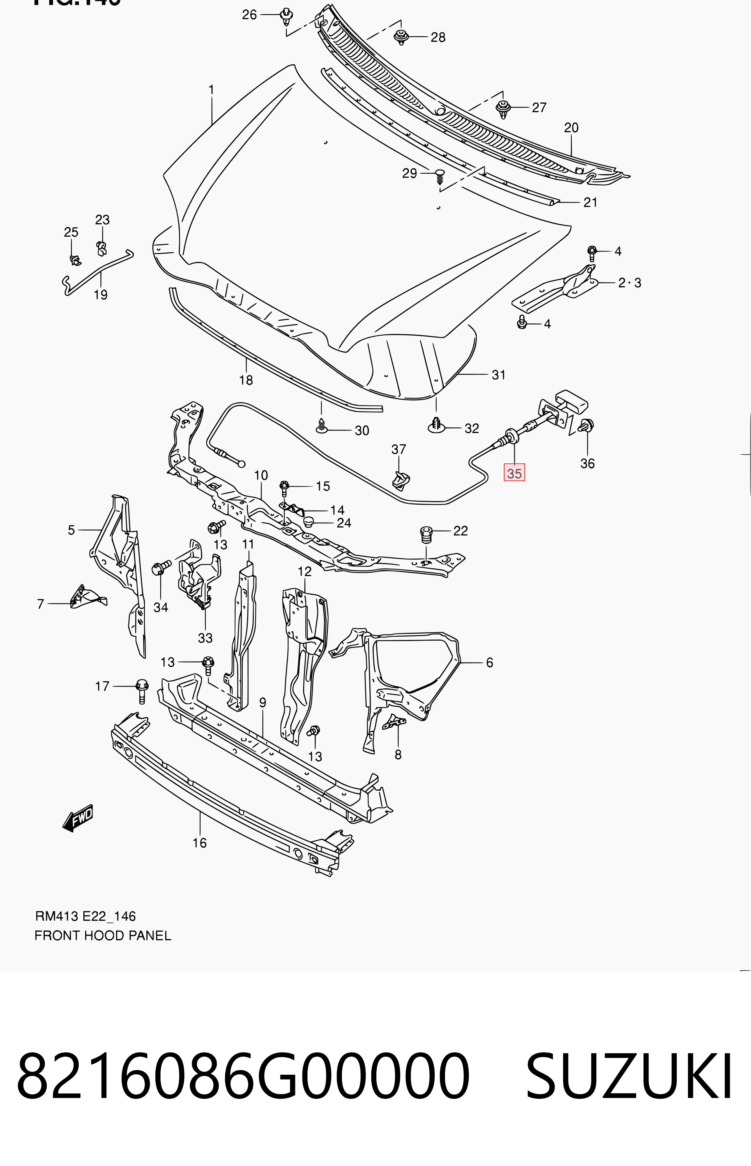 Comprar Cable de apertura del capó Suzuki Ignis II FH a bajo precio