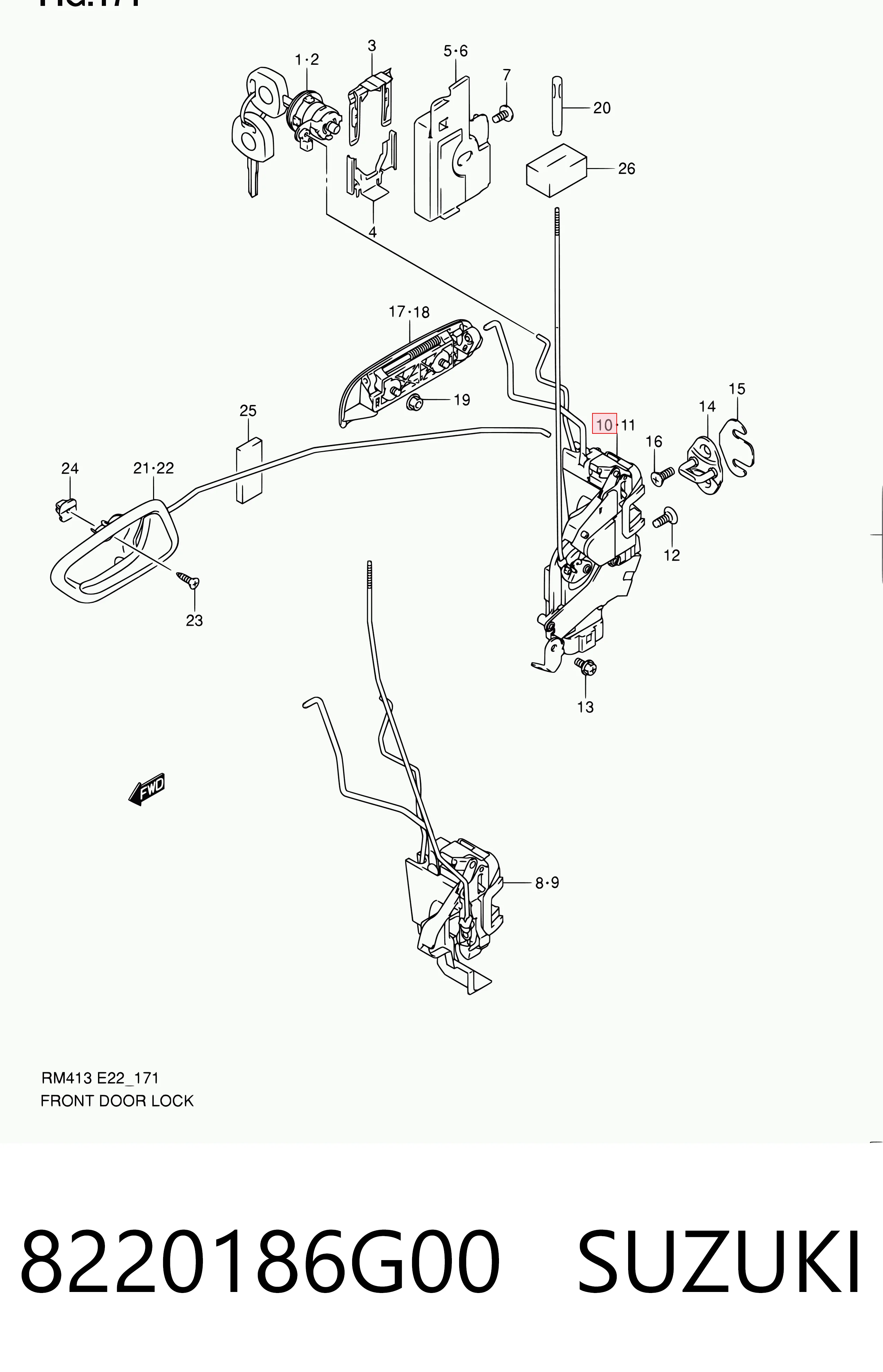 Cerradura de puerta para Suzuki Ignis II FH