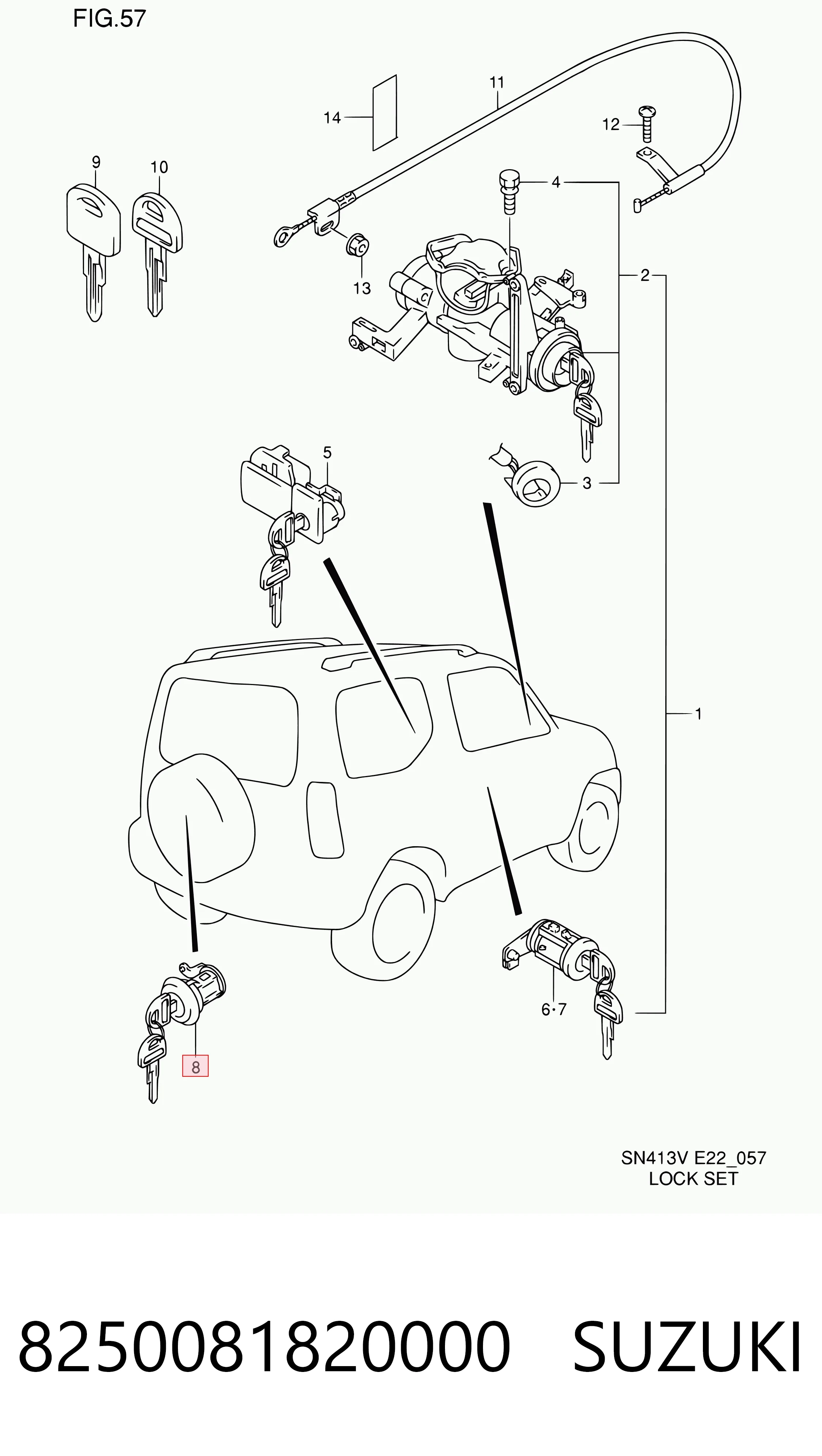 Comprar Cilindro de cerradura de portón trasero Suzuki Jimny  SN, JB a bajo precio