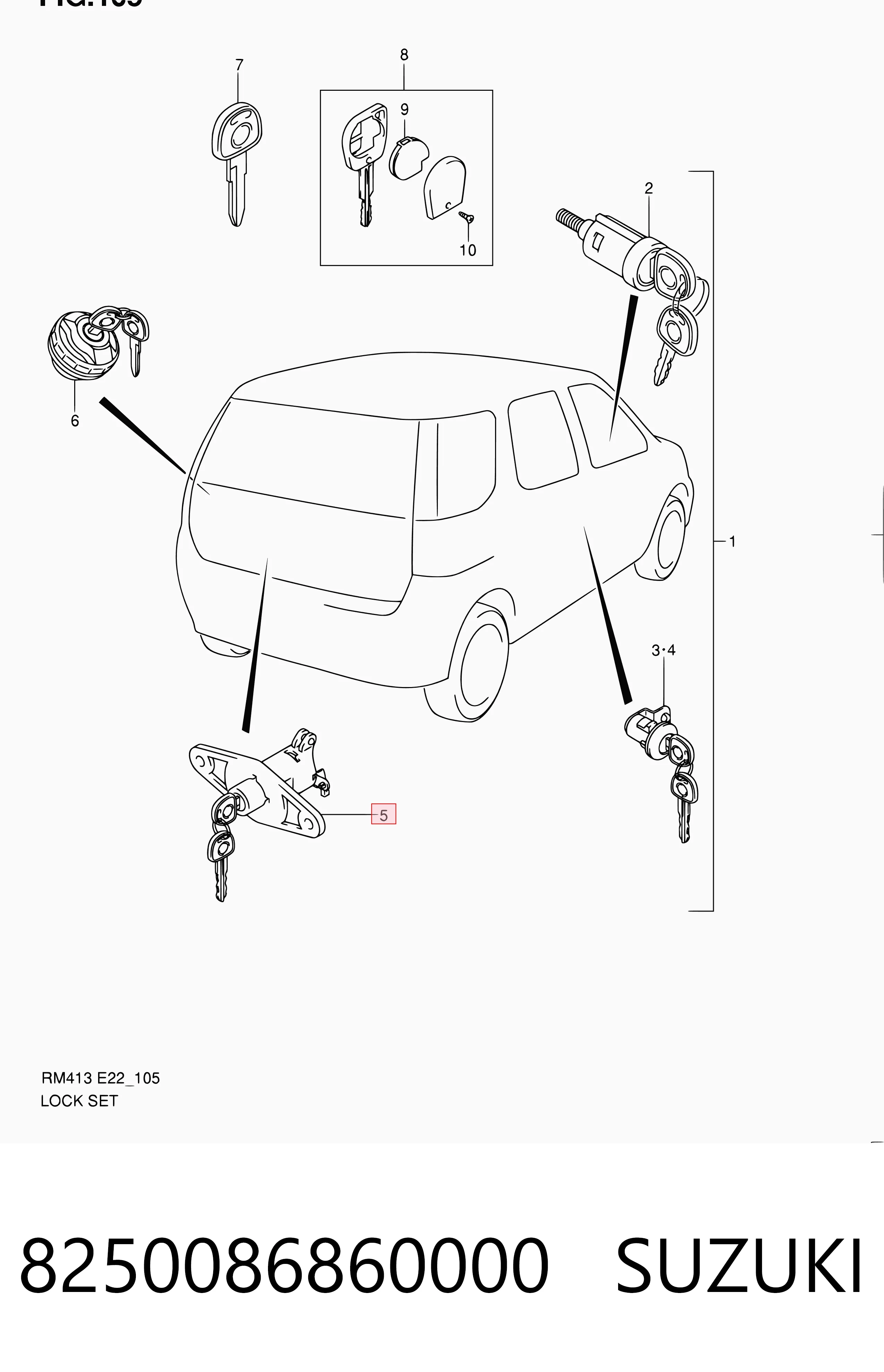 Comprar Cilindro de cerradura de portón trasero Suzuki Ignis II FH a bajo precio