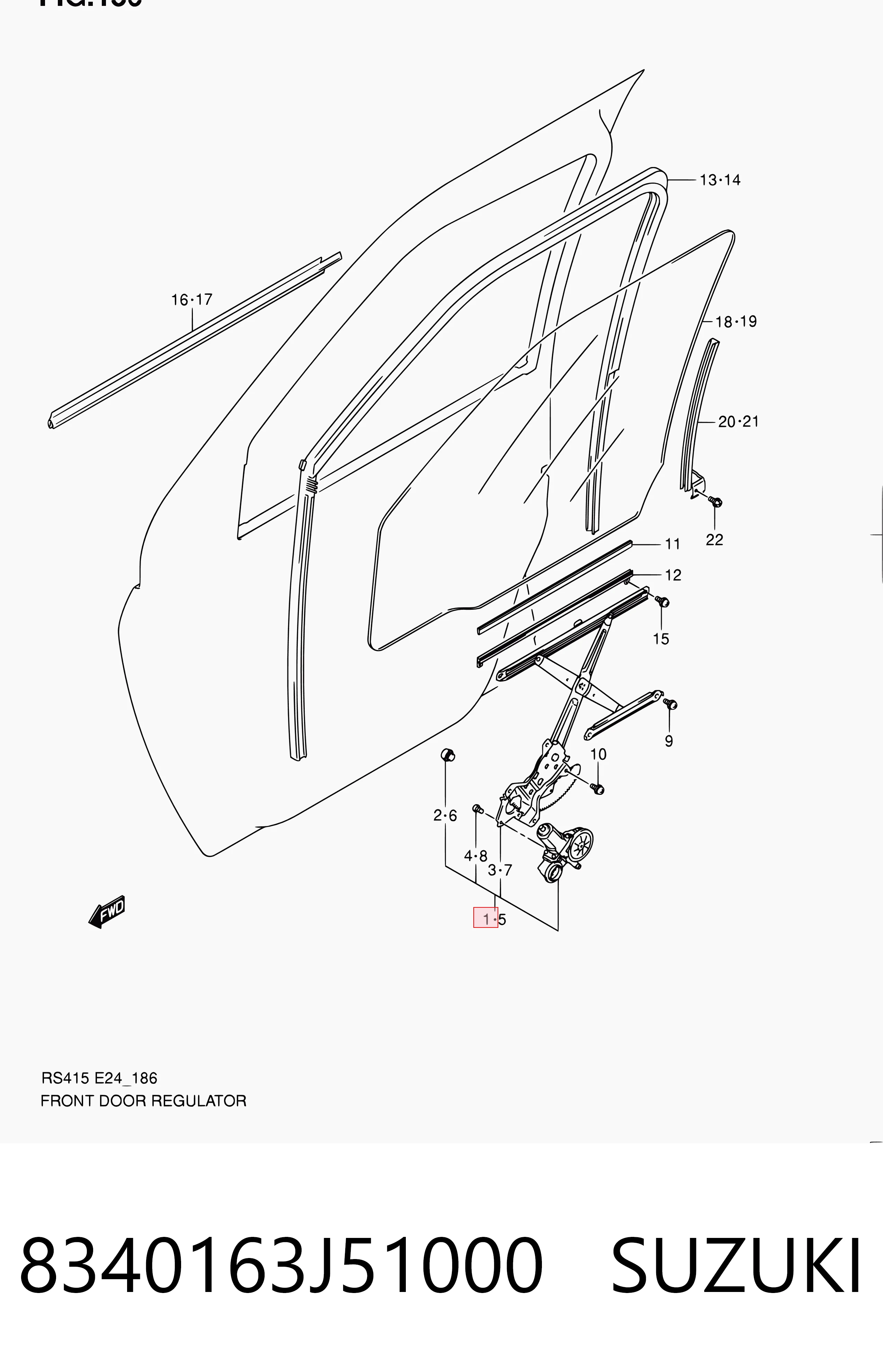 Mecanismo elevalunas delantero derecha Suzuki Swift III