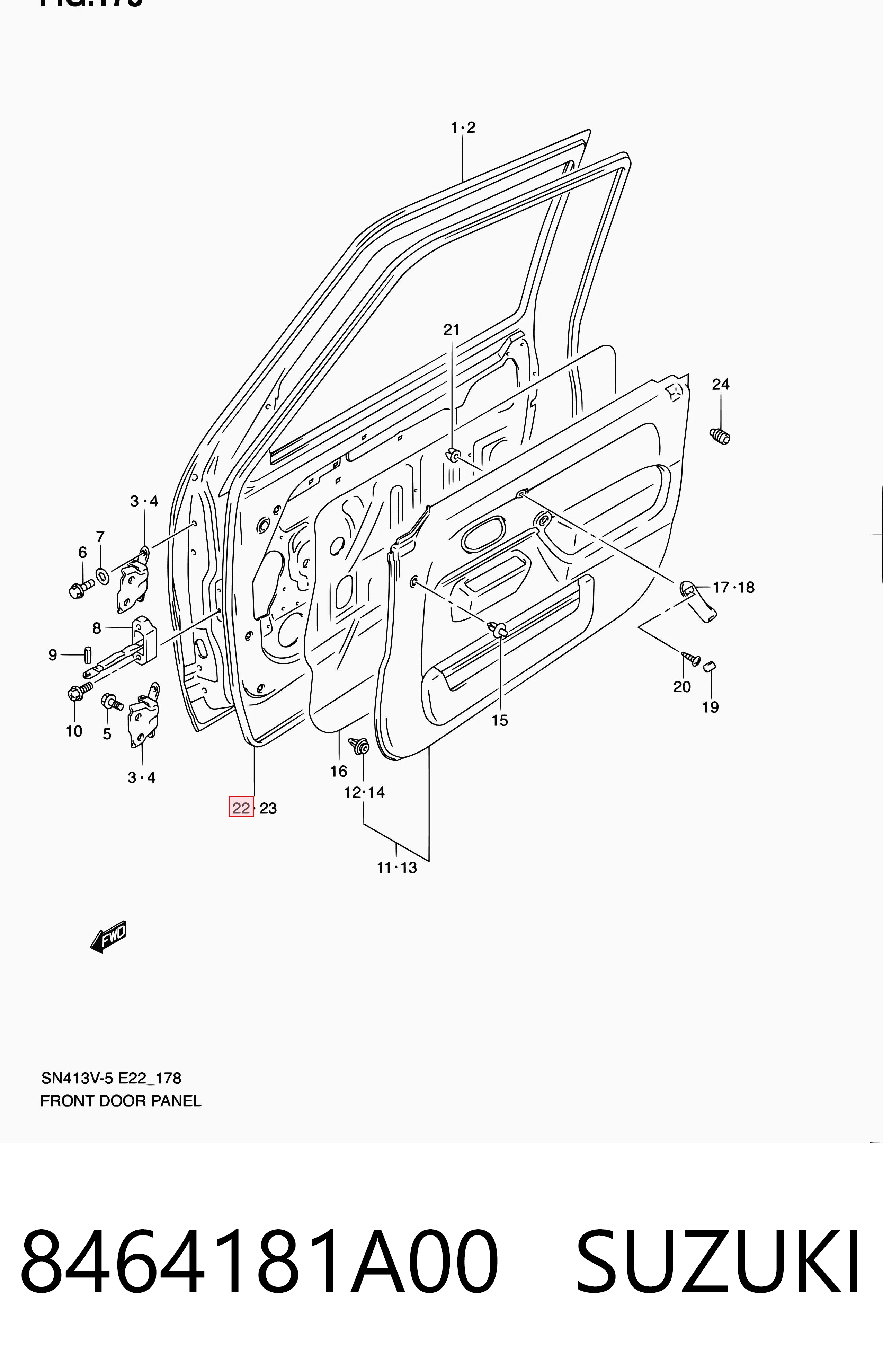 8464181A00 Suzuki Sellador de puerta delantera derecha (en puerta)