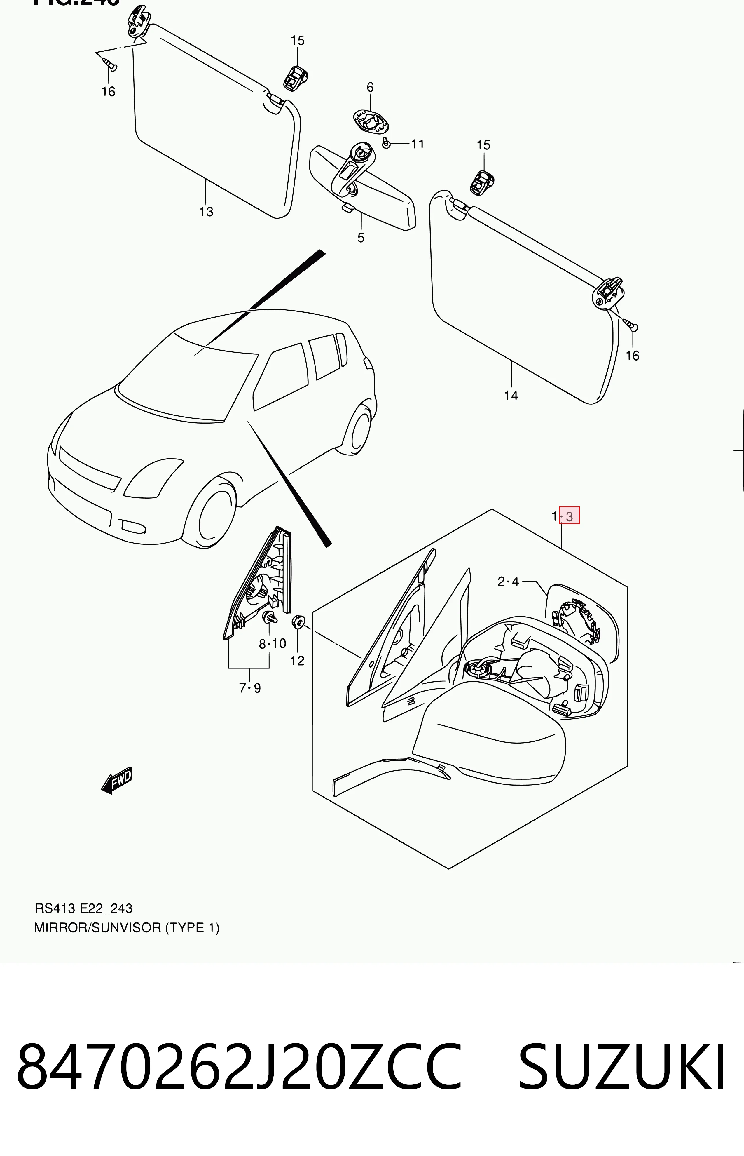 Espejo retrovisor izquierdo para Suzuki Swift IV MZ, EZ