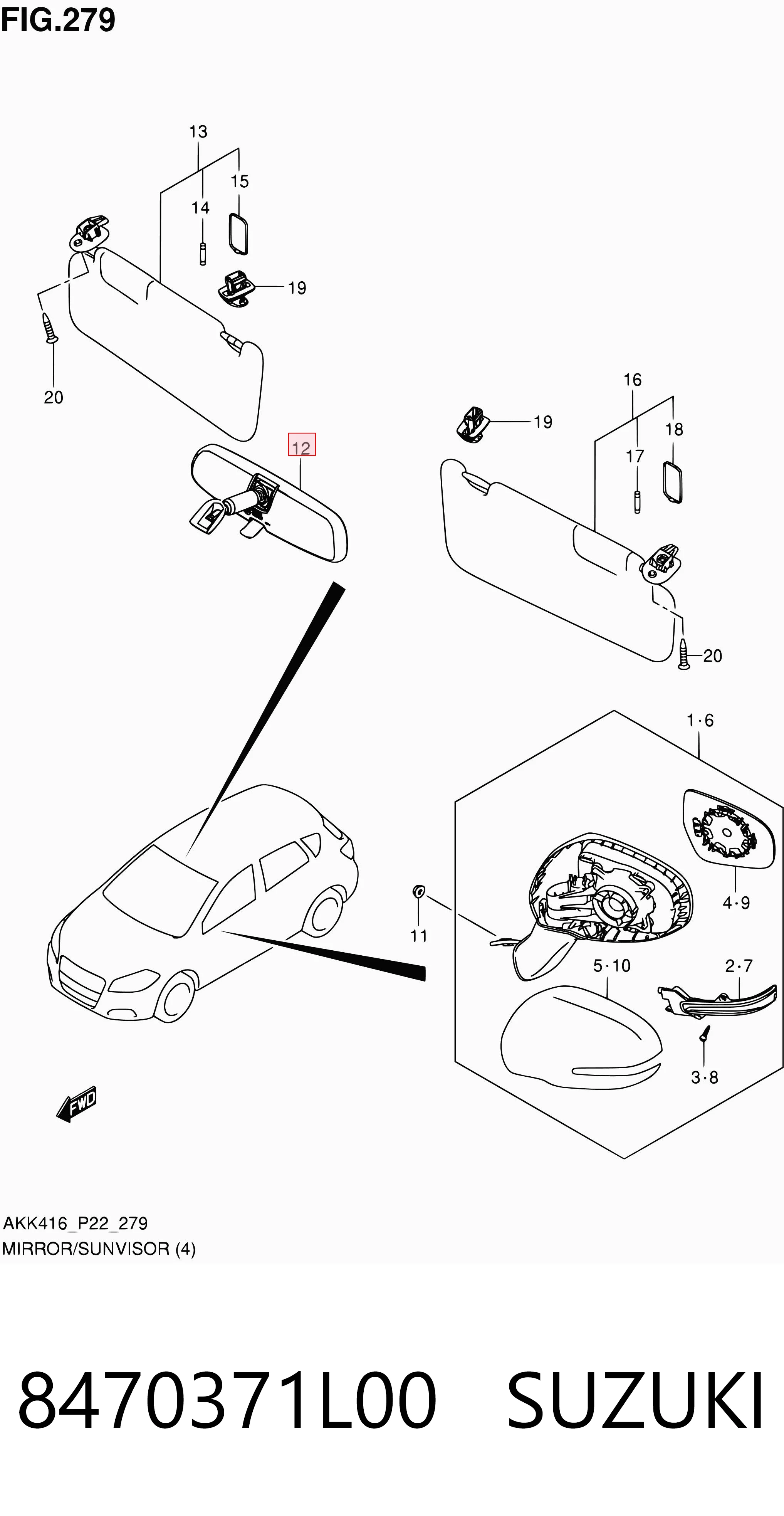 Espejo interno Suzuki Vitara  (LY)