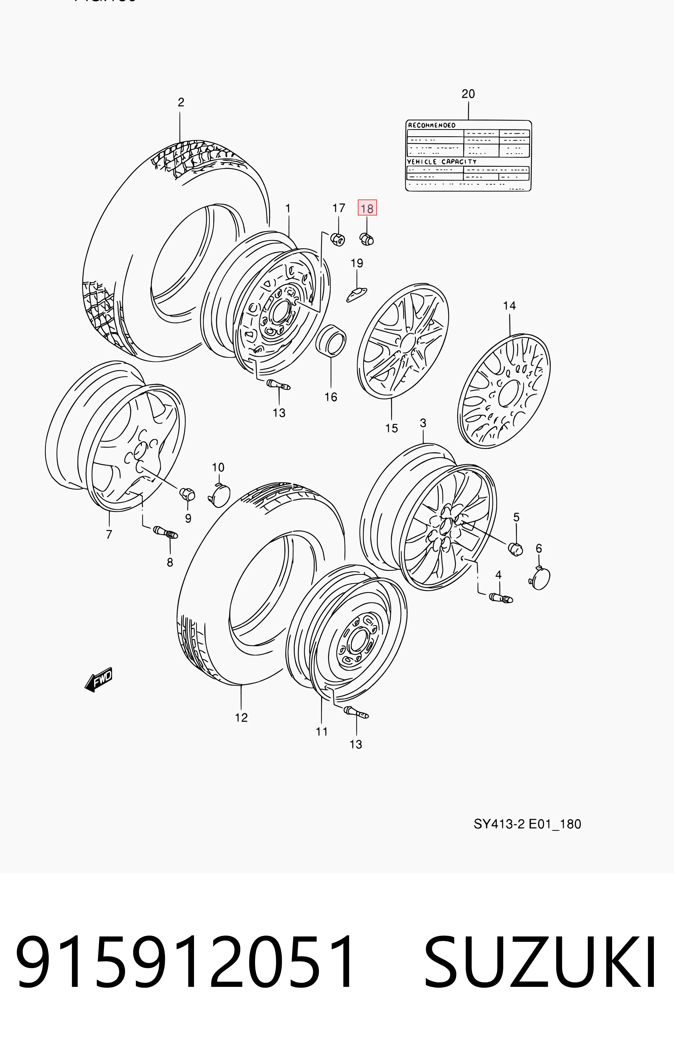 Perno de rueda para Suzuki Jimny  FJ