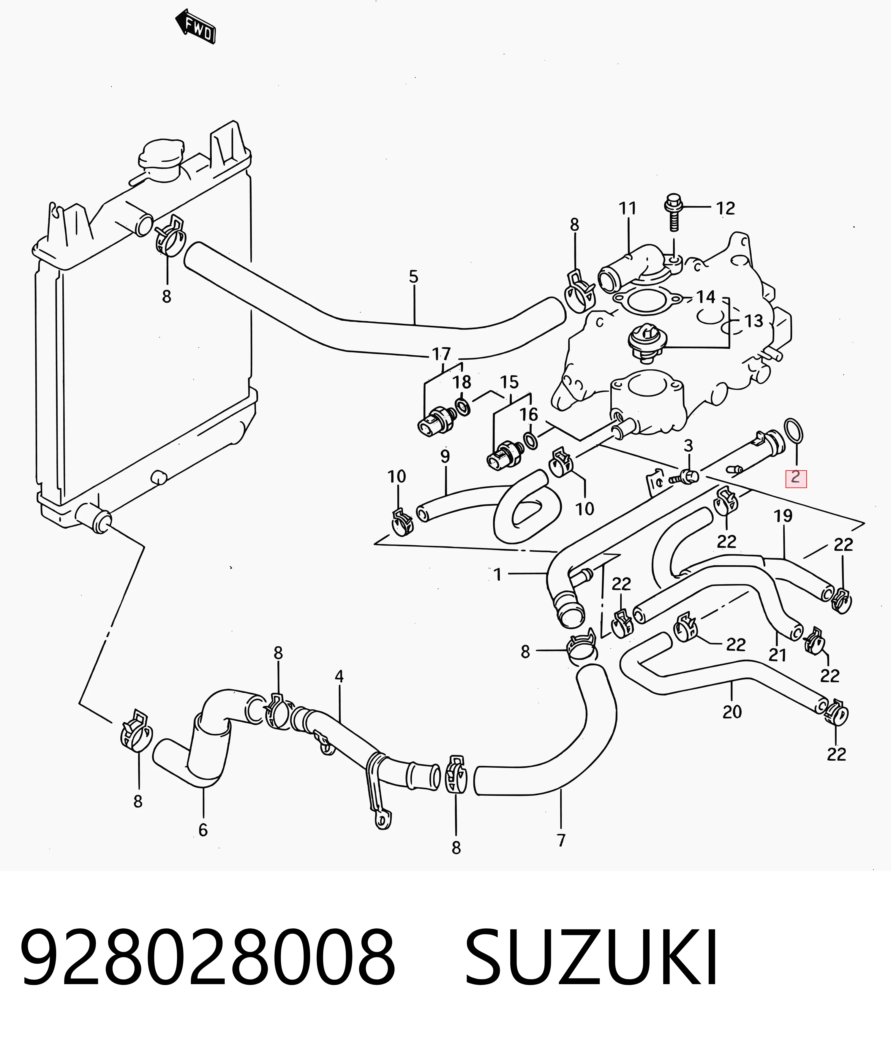 928028008 Suzuki Anillo de estanqueidad del sistema de refrigeración