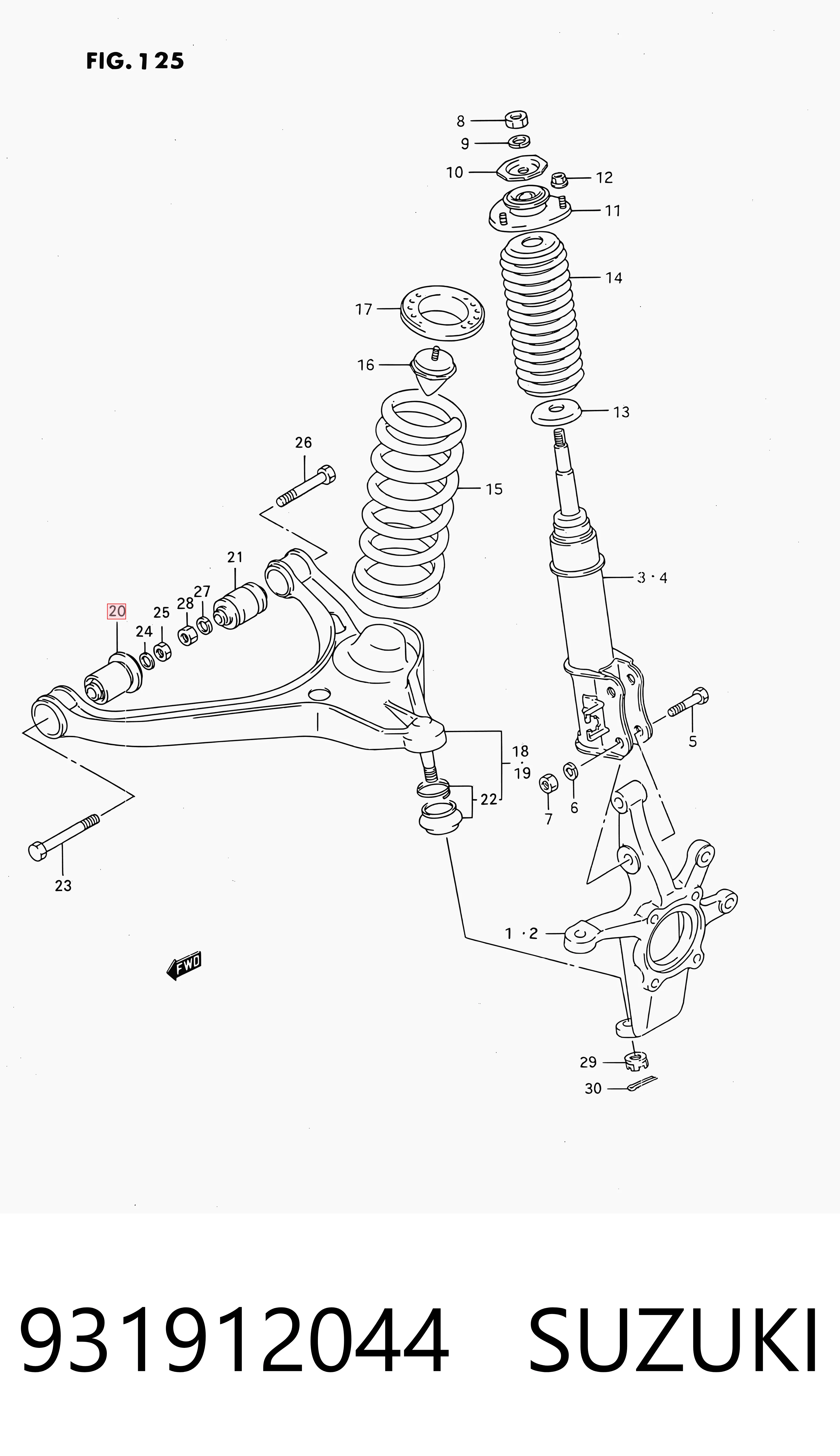 931912044 Suzuki Silentblock de brazo de suspensión delantero inferior