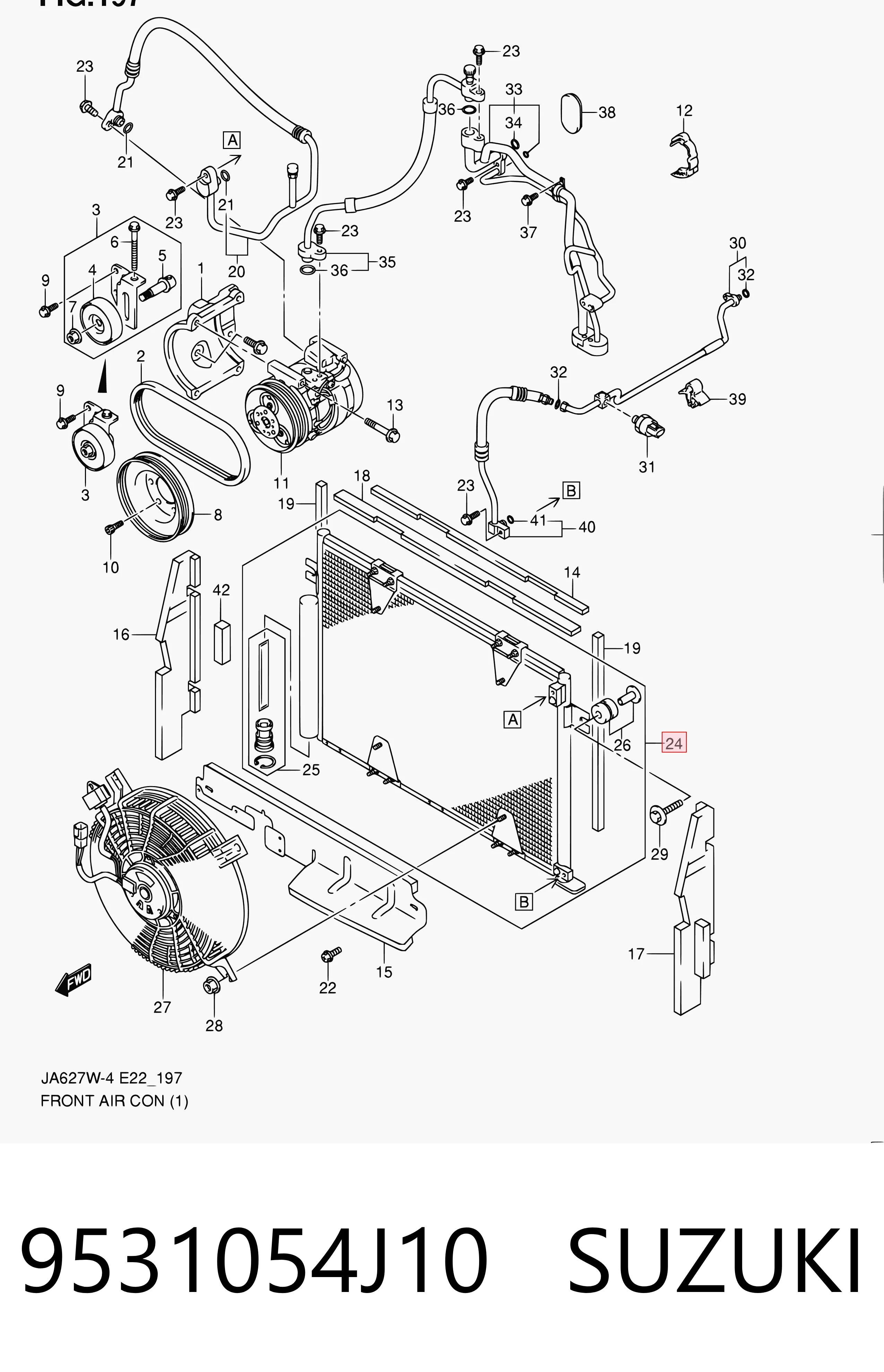 Condensador de aire acondicionado 9531054J10 SUZUKI