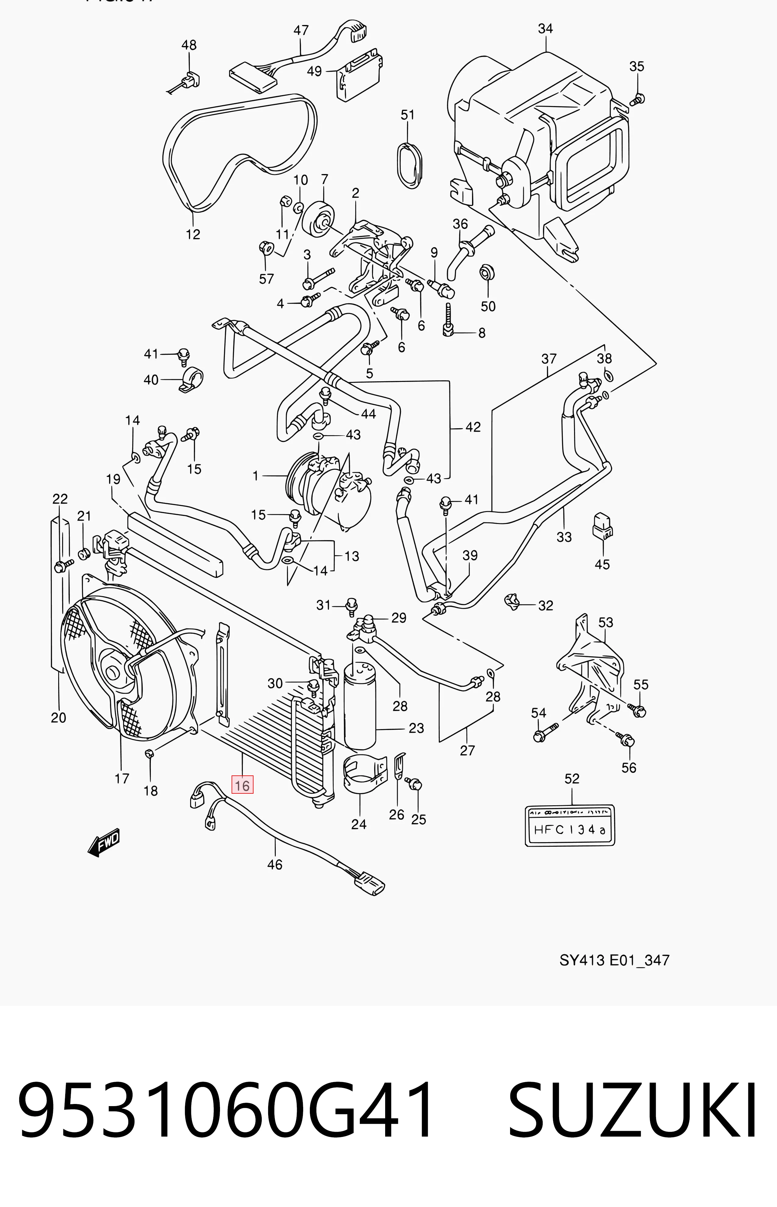 Radiador de aire acondicionado para Suzuki Baleno  EG