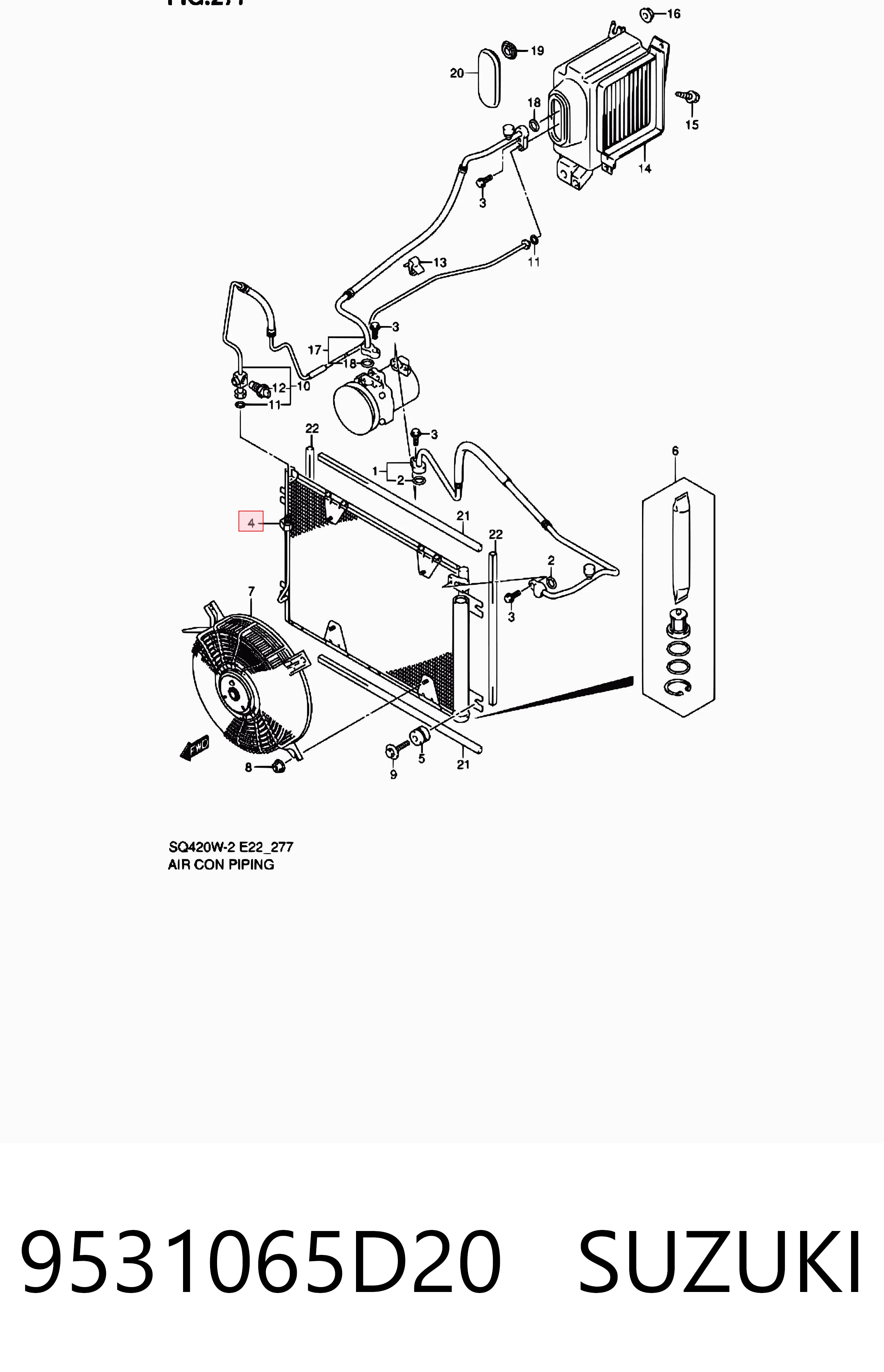 Condensador de aire acondicionado 9531065D20 SUZUKI