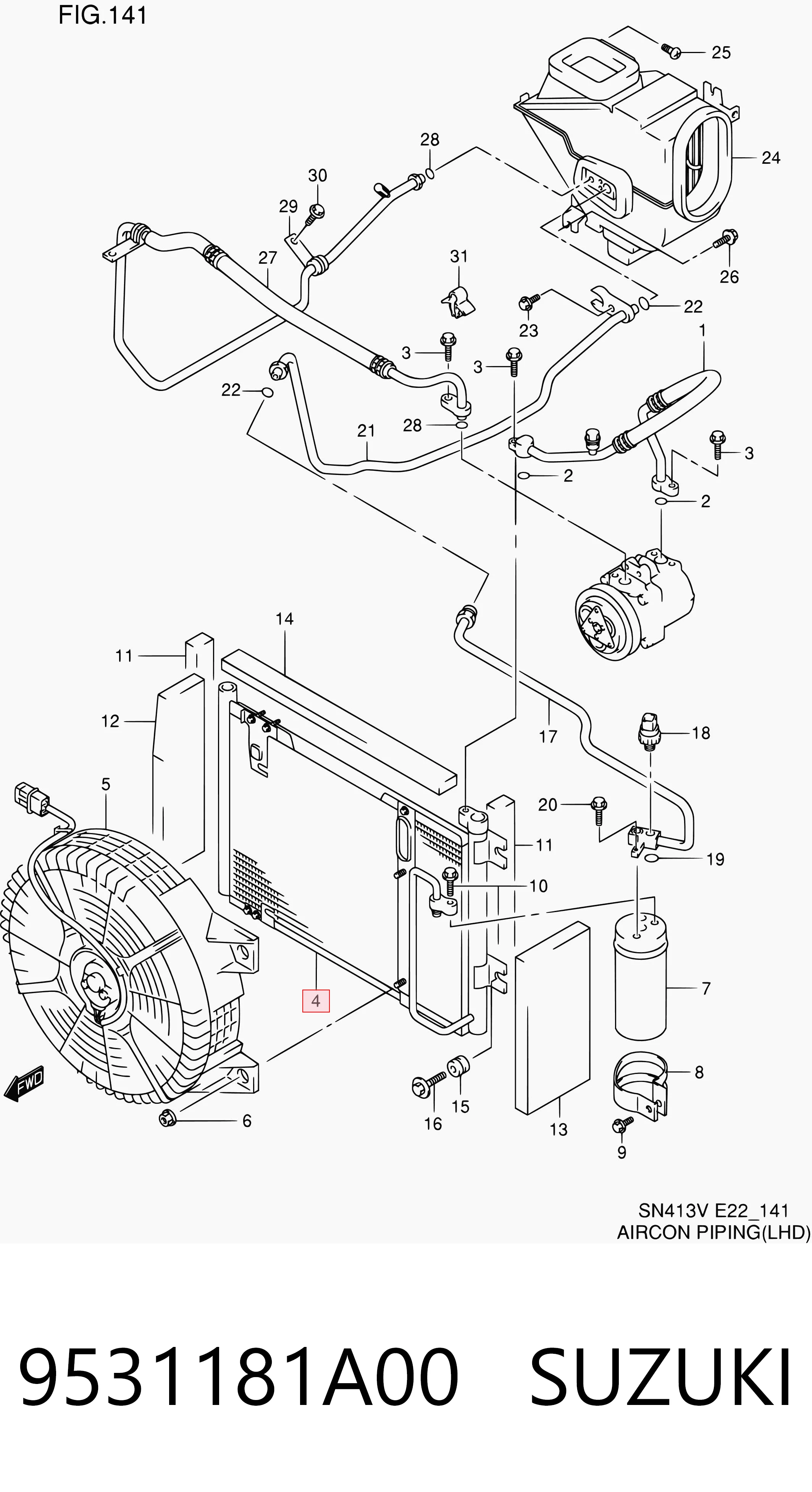 Radiador de aire acondicionado para Suzuki Jimny  FJ