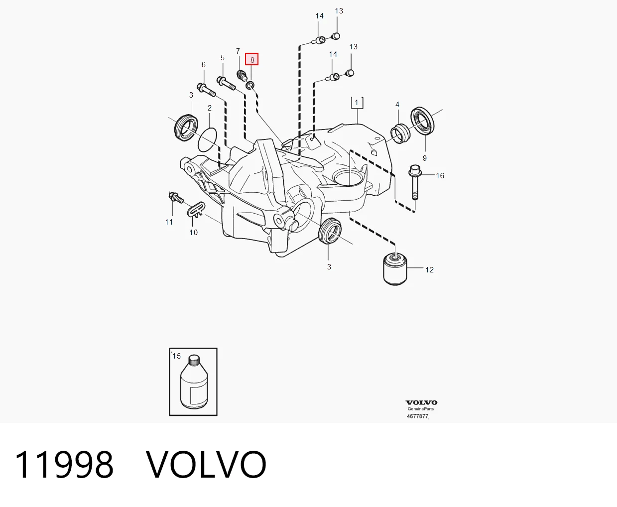 11998 Volvo Indicador de presión del aceite