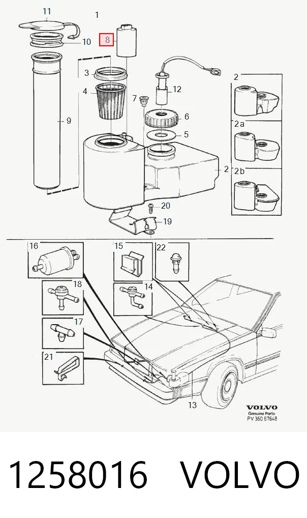 1258016 Volvo Bomba de agua de lavado, lavado de parabrisas, delantera