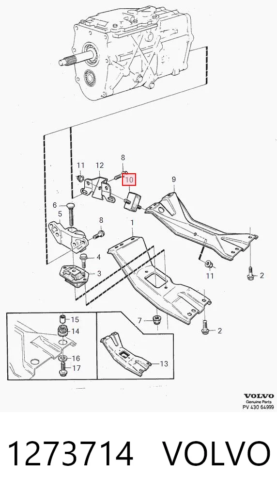 1273714 Volvo Soporte de caja de velocidades