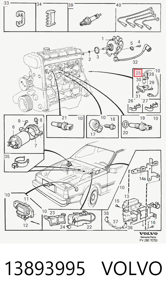 13893995 Volvo Sensor de posición del cigüeñal