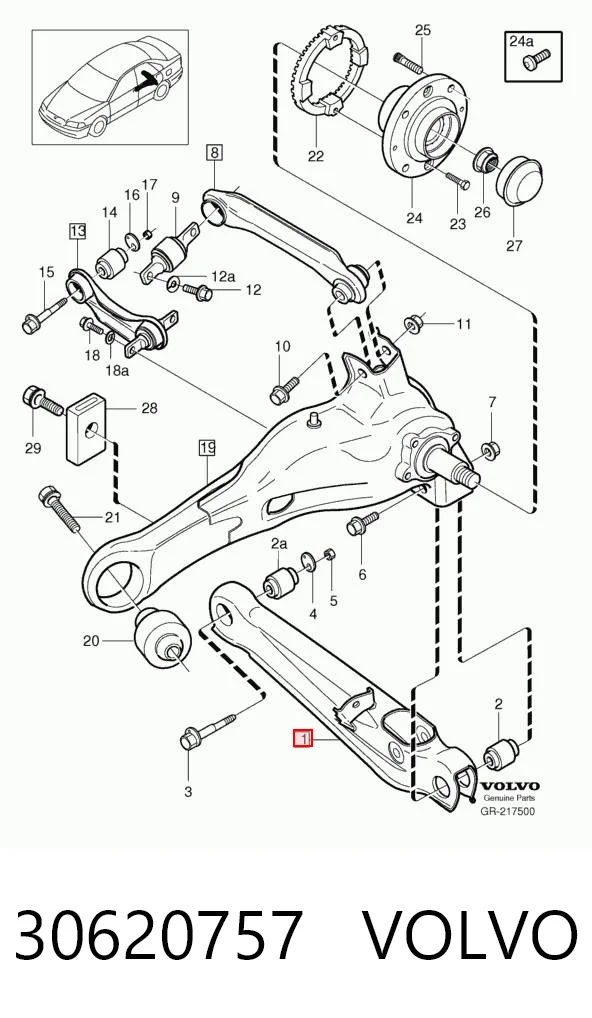 30620757 Volvo Brazo inferior derecho de la suspensión trasera