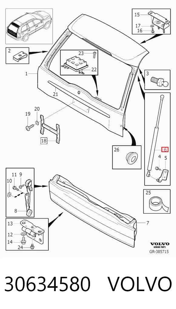 30634580 Volvo Amortiguador de porton