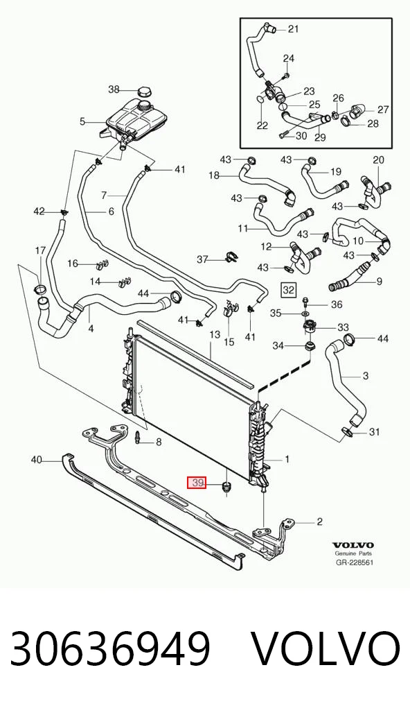 30636949 Volvo Soporte inferior de fijación del radiador