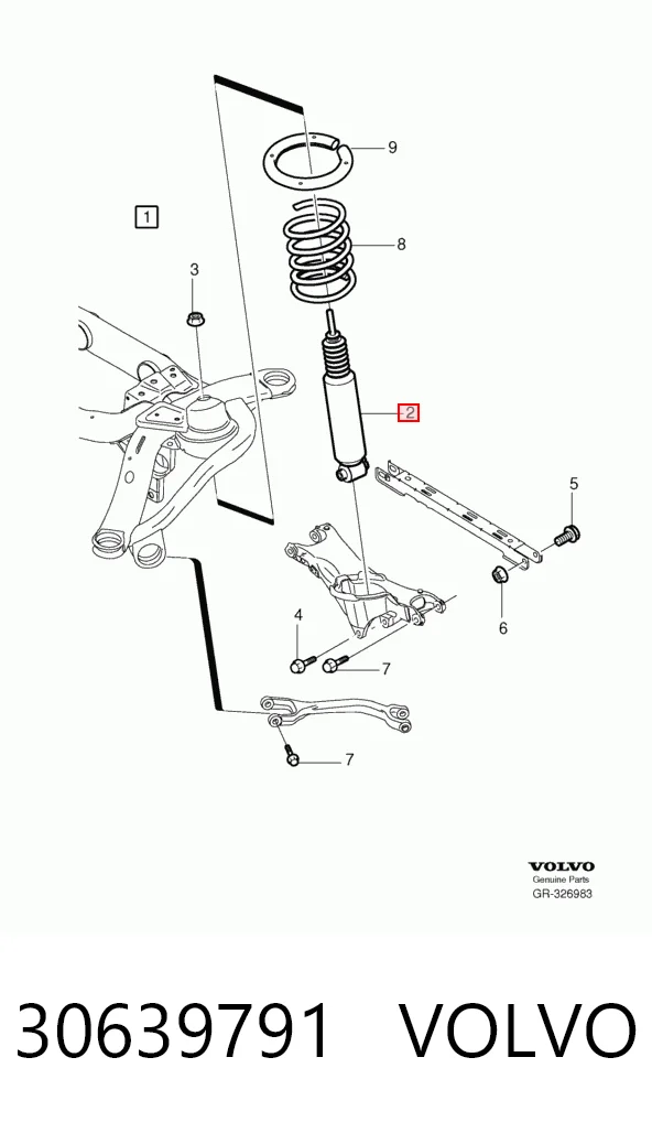Amortiguador trasero 30639791 VOLVO