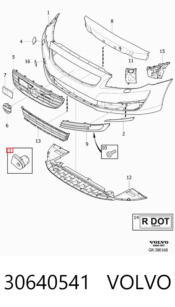 30640541 Volvo Clips de montaje parachoques delantero